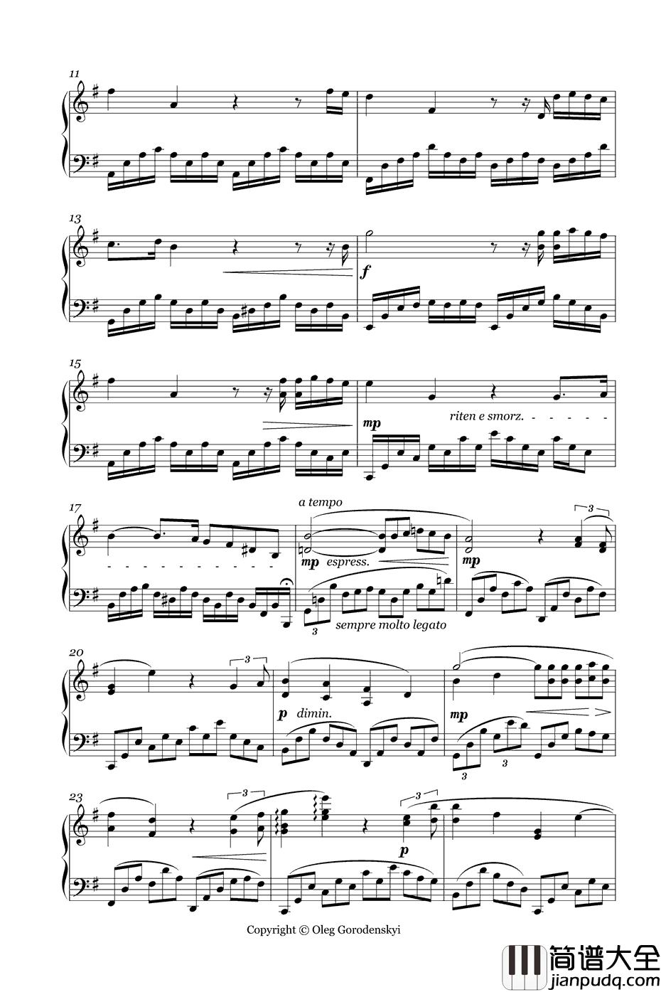 La_Romance_de_Kiev钢琴谱_OlegGorodenskyi