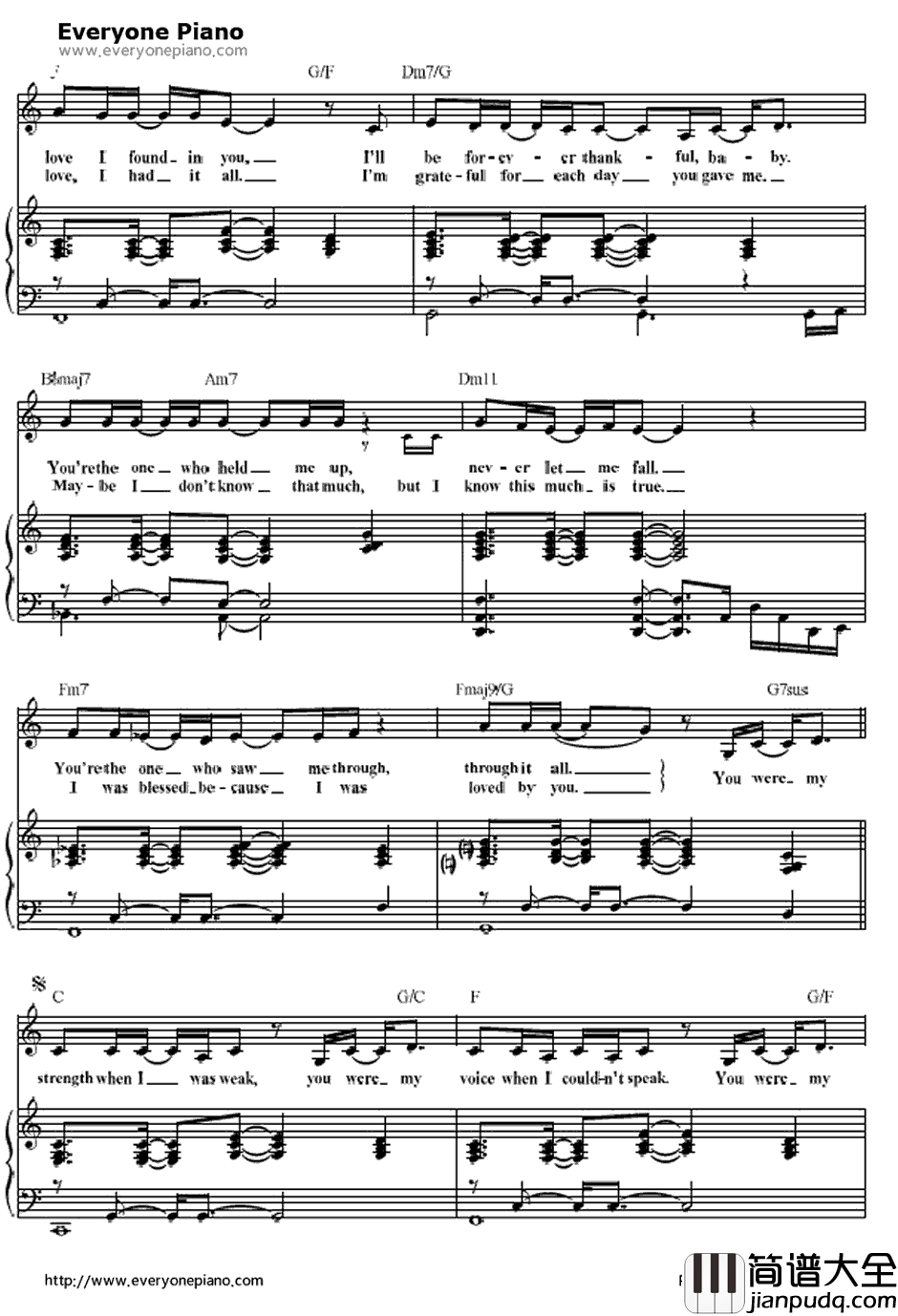 Because_You_Loved_Me钢琴谱_席琳·迪翁(CelineDion)_战地之恋主题曲