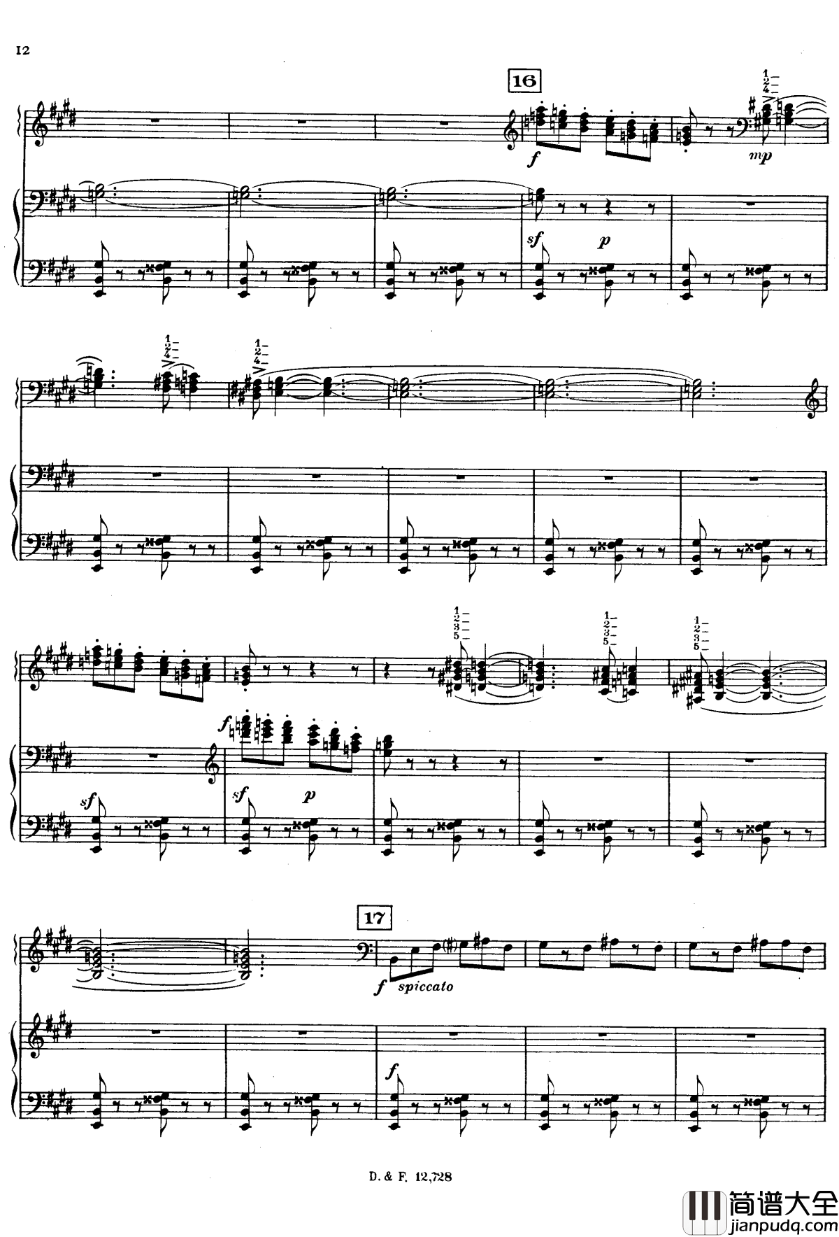左手钢琴协奏曲钢琴谱_拉威尔_Ravel
