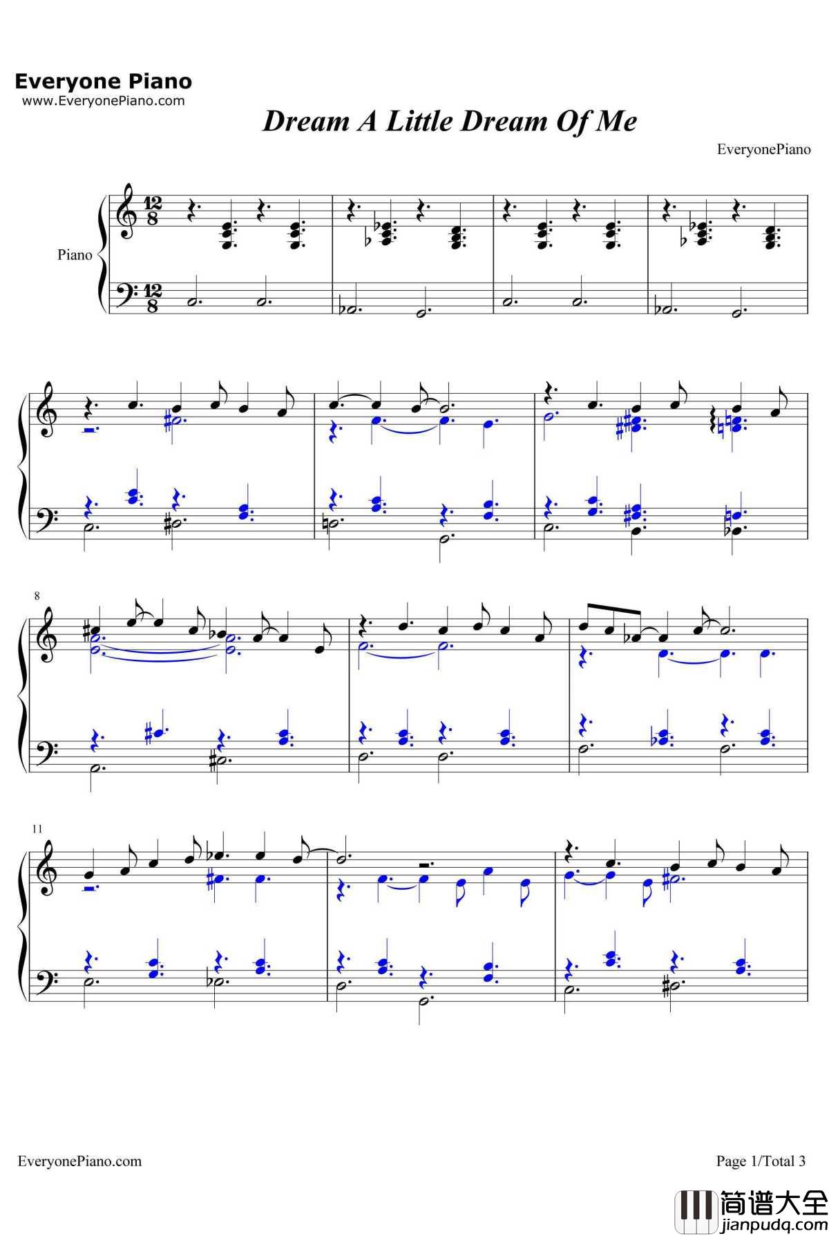 Dream_A_Little_Dream_Of_Me钢琴谱_Yiruma 李闰珉