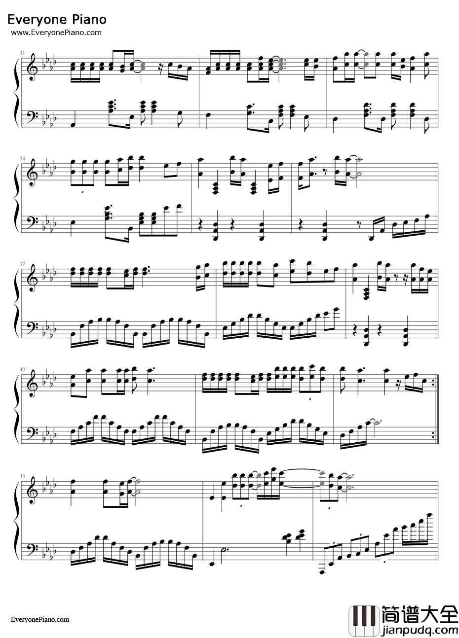 当爱已成往事钢琴谱_林忆莲李宗盛_霸王别姬主题曲