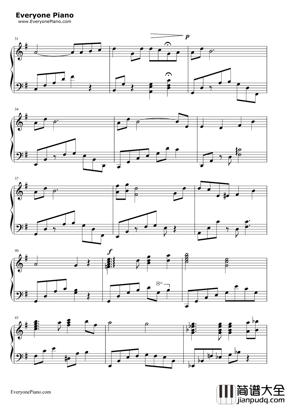 LoveLongin钢琴谱_未知__我的野蛮女友_插曲