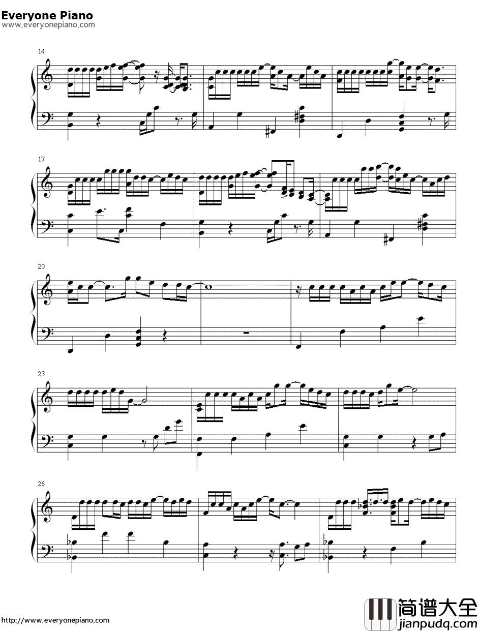 遇到简单版钢琴谱_方雅贤_恶作剧之吻插曲