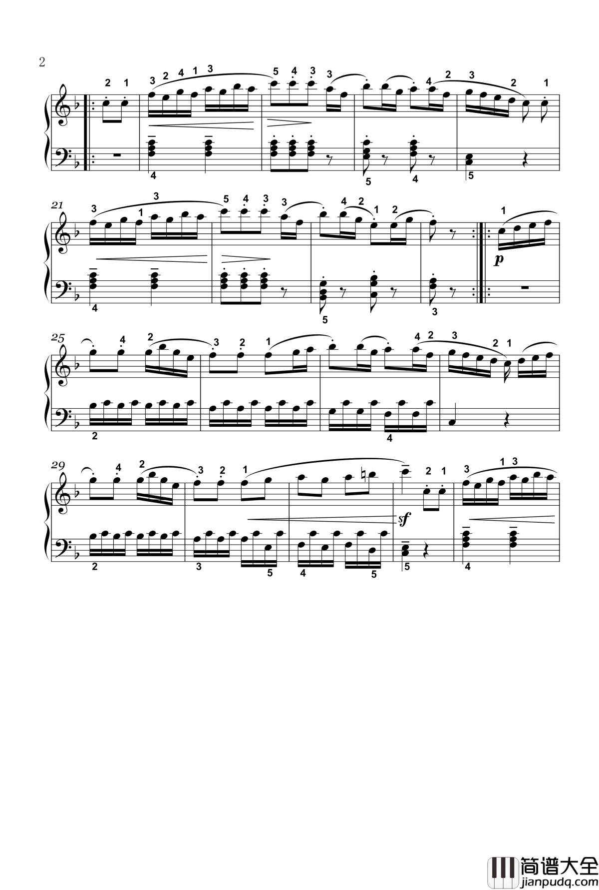 回旋曲钢琴谱_四级_普莱耶尔