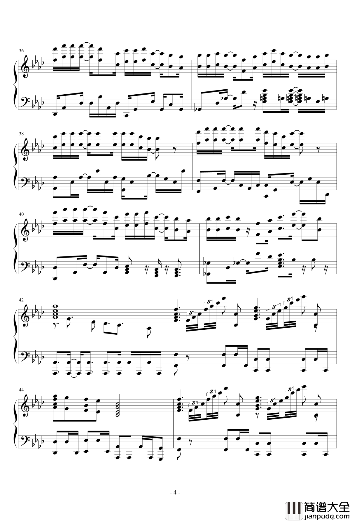 当钢琴谱__还珠格格第一部_片头曲_动力火车