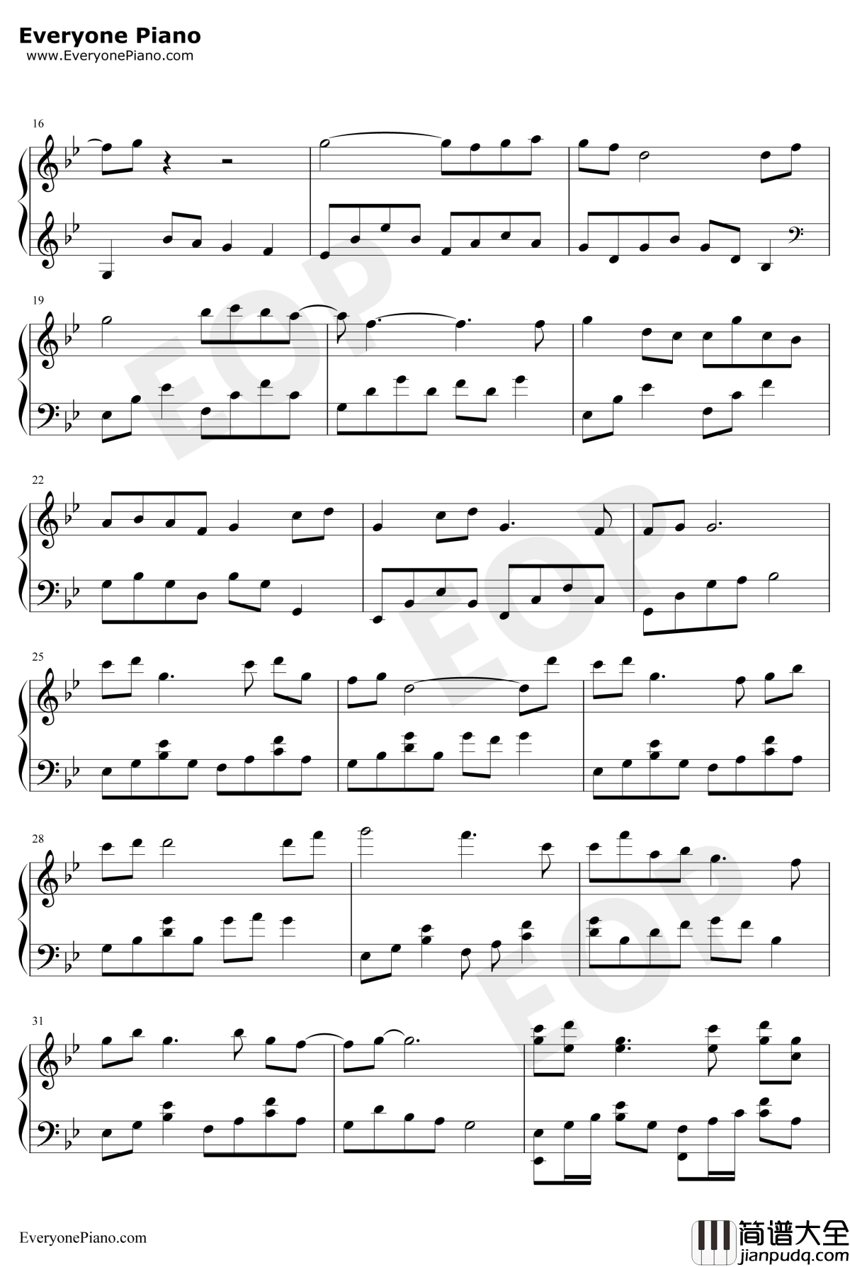 初见钢琴谱_余昭源叶里_东宫主题曲