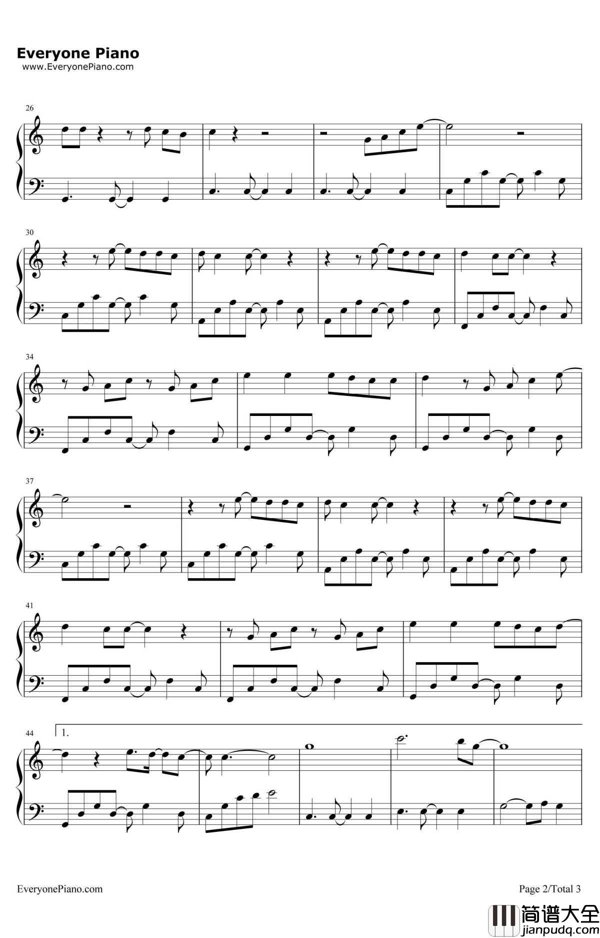 不息之河钢琴谱_TFBOYS_电影_勇士_主题曲
