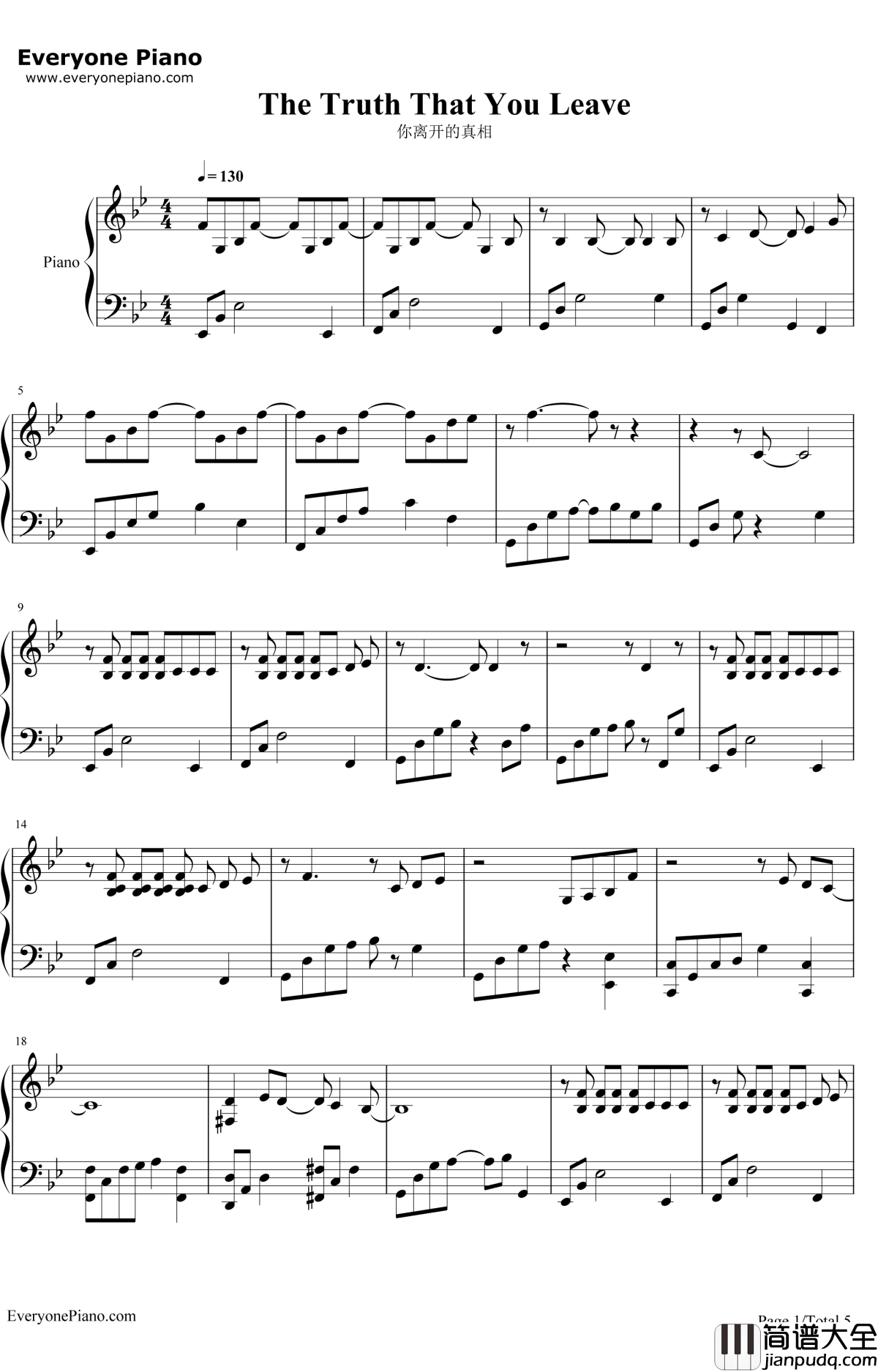 你离开的真相钢琴谱_Pianoboy高志豪_TheTruthThatYouLeave