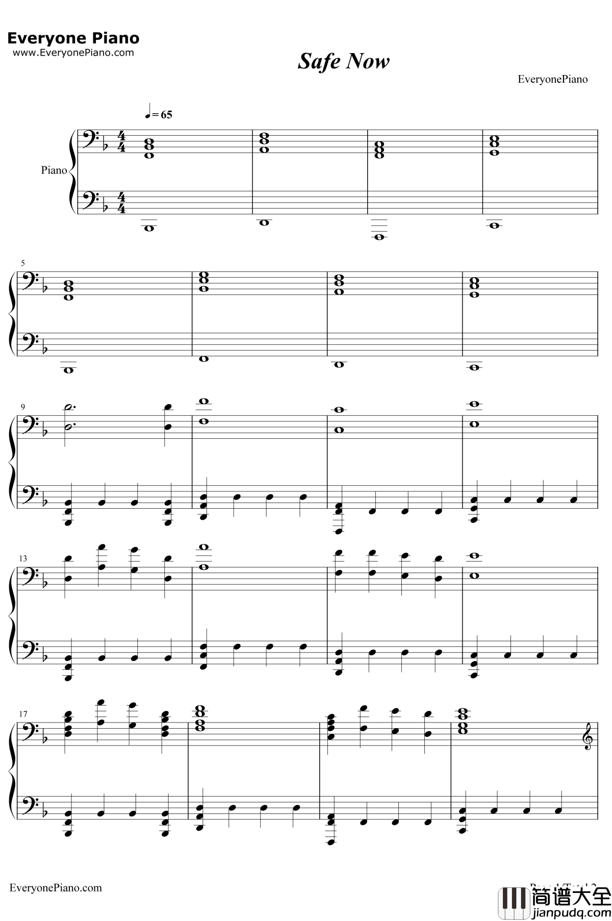 Safe_Now钢琴谱_HenryJackman_菲利普斯船长插曲