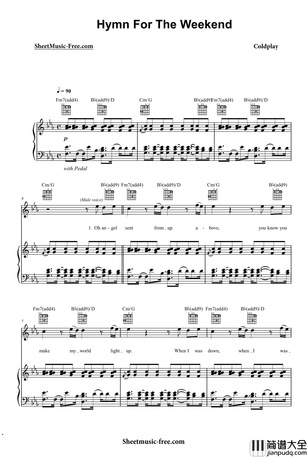 hymn_for_the_weekend钢琴谱_coldplay