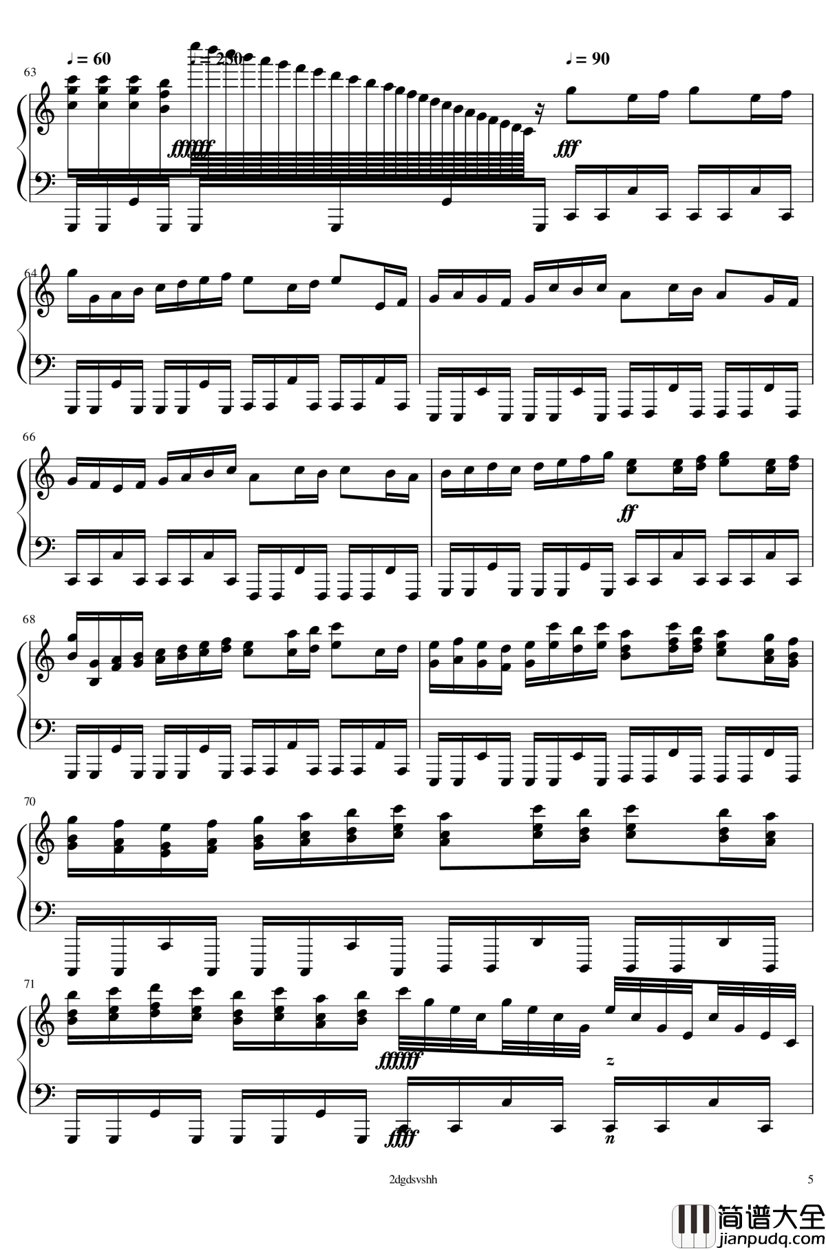 卡农摇滚版钢琴谱_钢琴_帕赫贝尔_Pachelbel