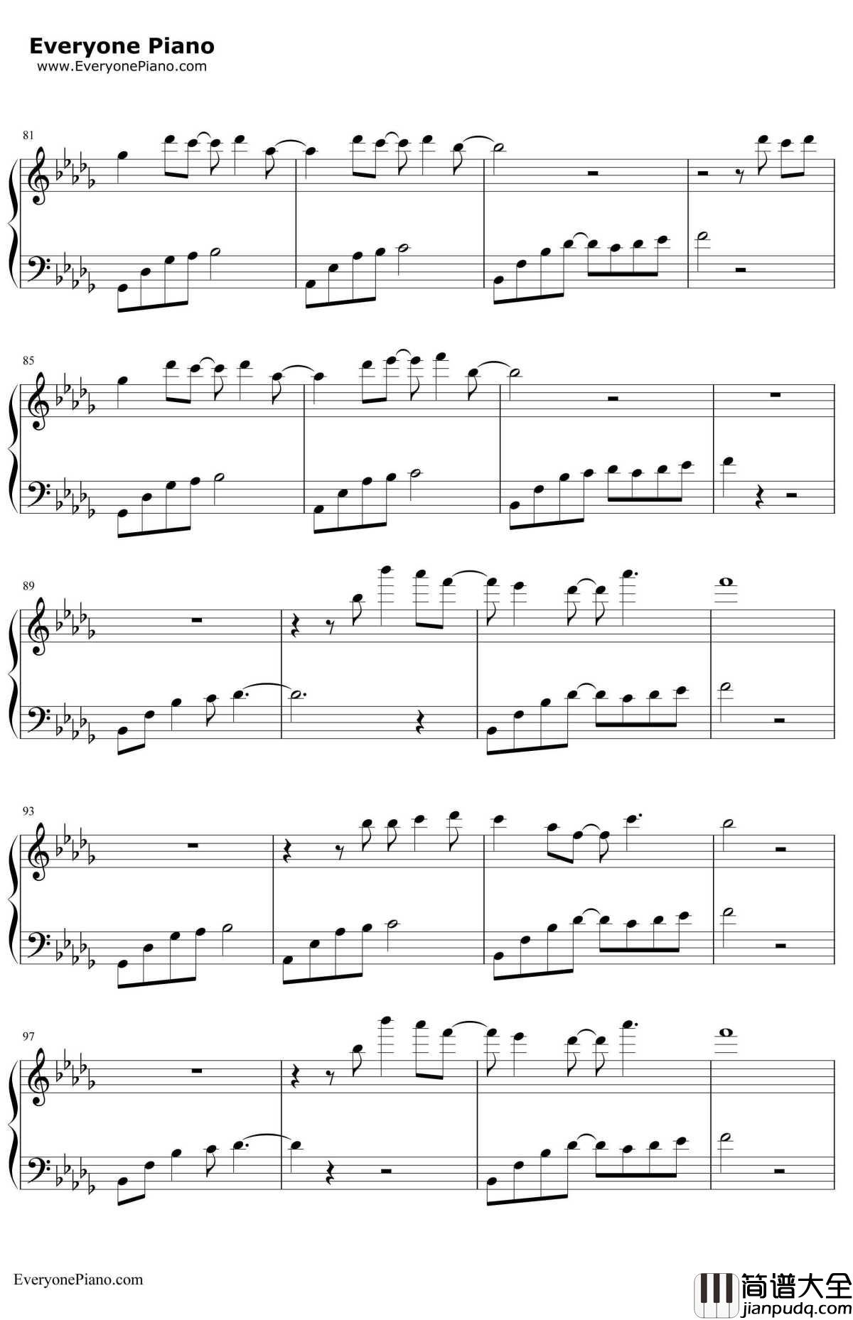 我好像在哪见过你钢琴谱_薛之谦__精灵王座_主题曲
