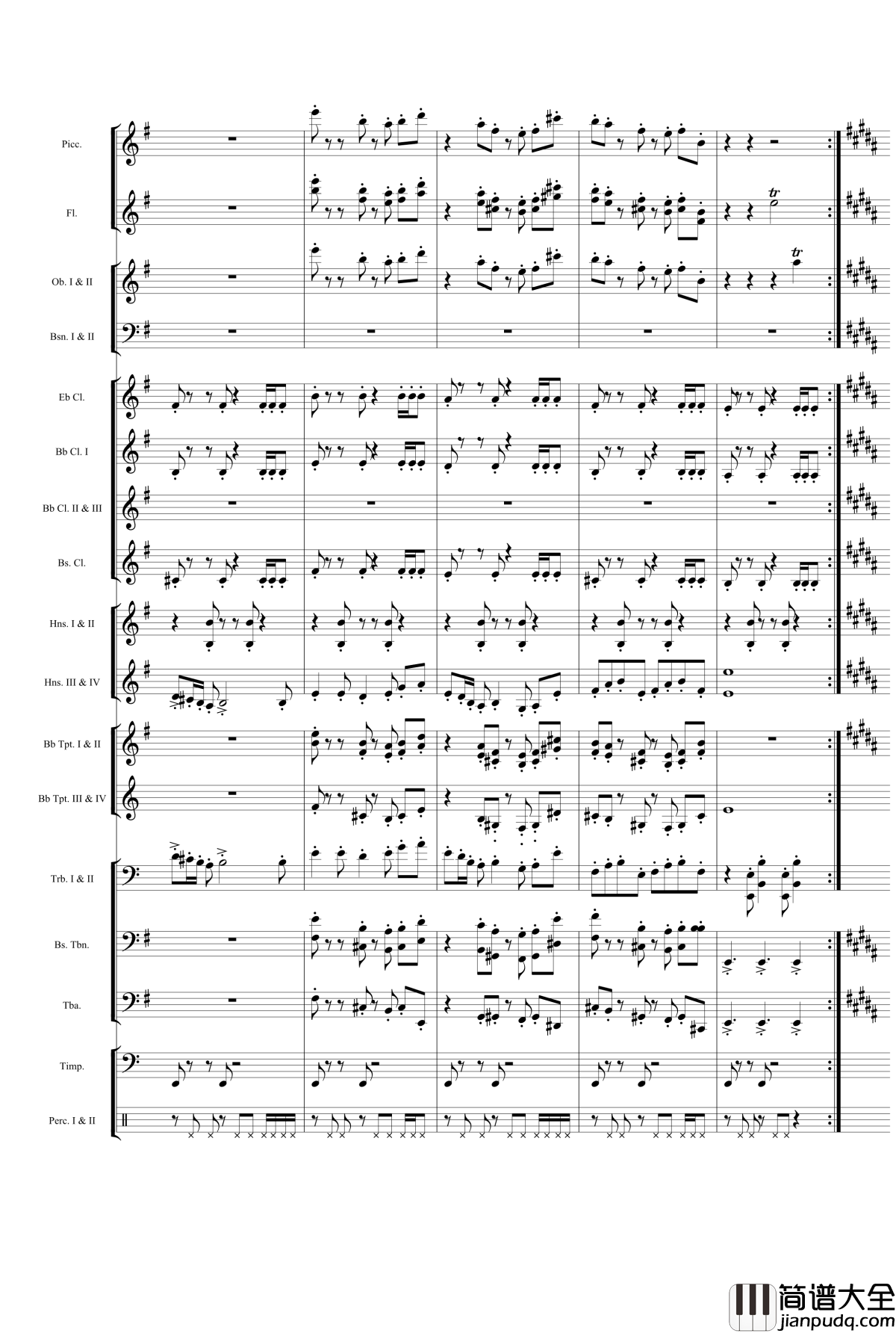 管乐第一组曲1钢琴谱_wudildy