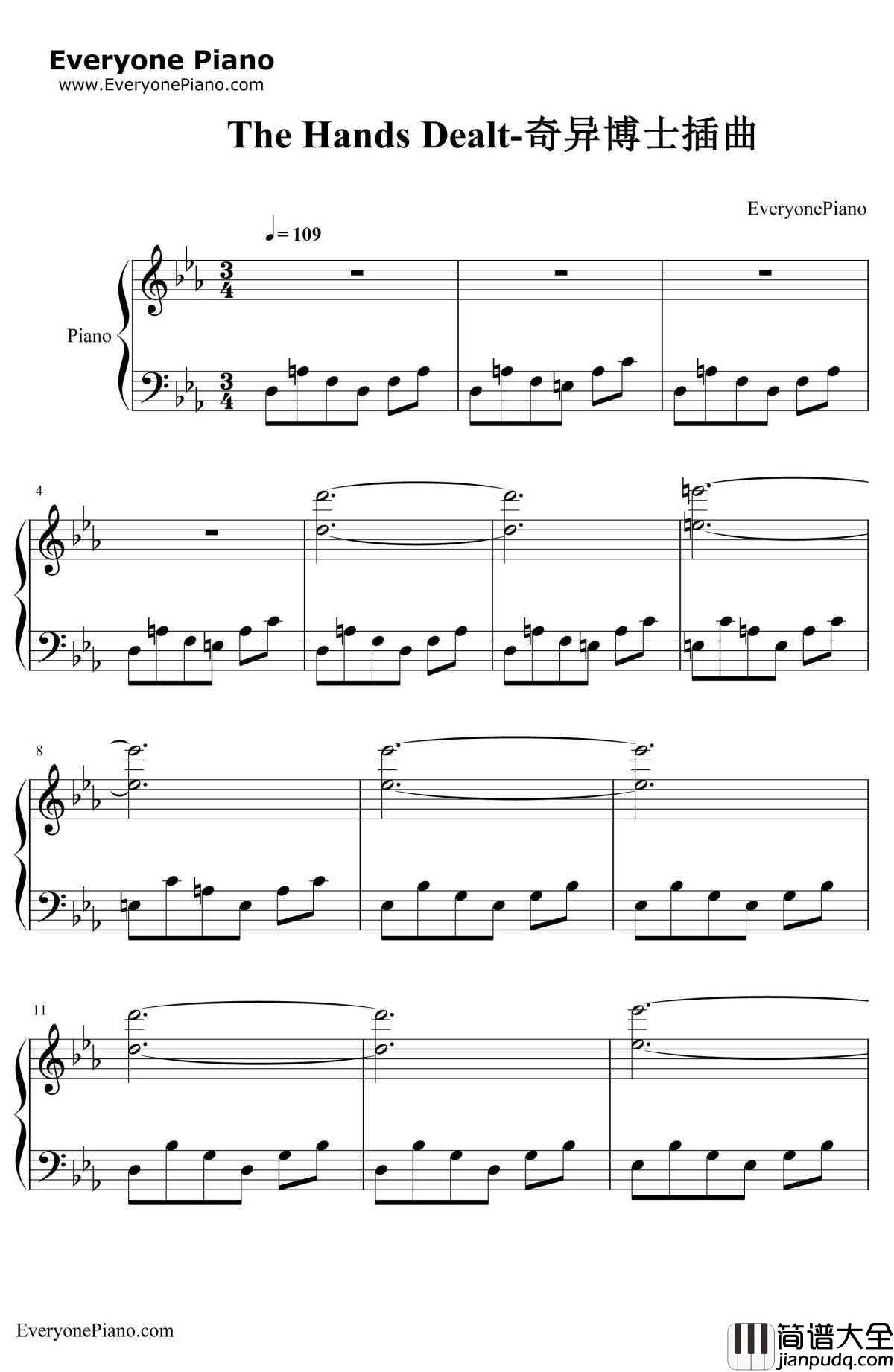 TheHandsDealt钢琴谱_MichaelGiacchino_电影_奇异博士_插曲