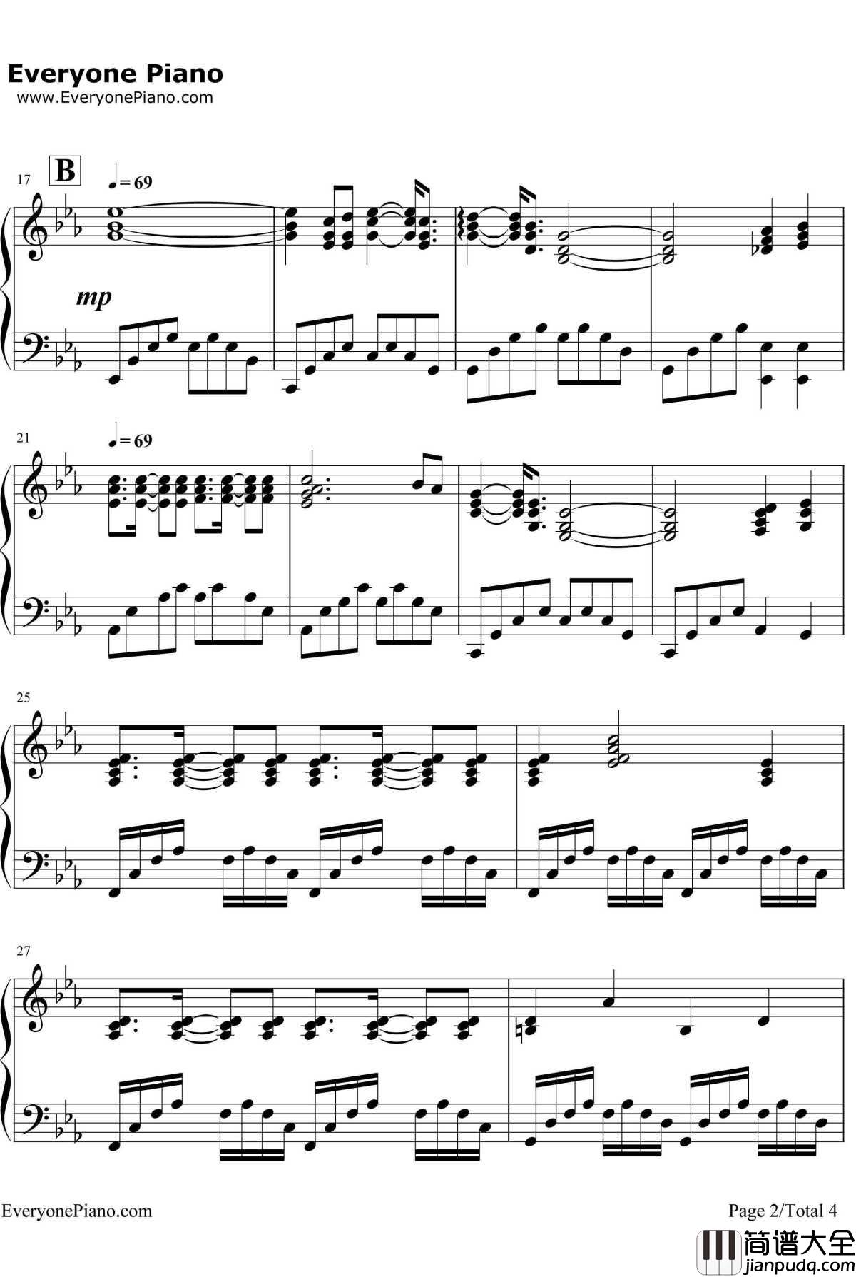 Love_Is_A_Many_Splendored_Thing钢琴谱_理查德·克莱德曼_暮情主题曲