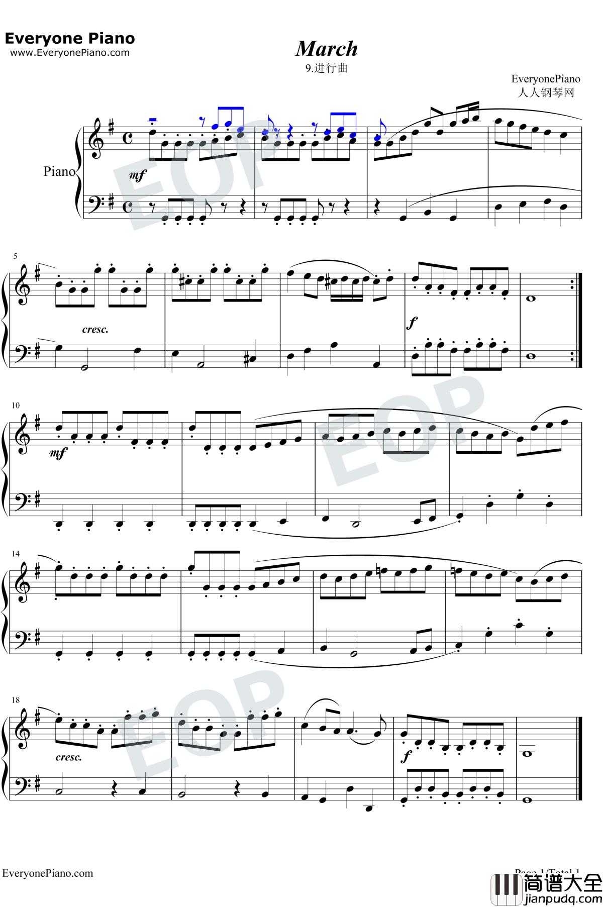 进行曲9钢琴谱_巴赫