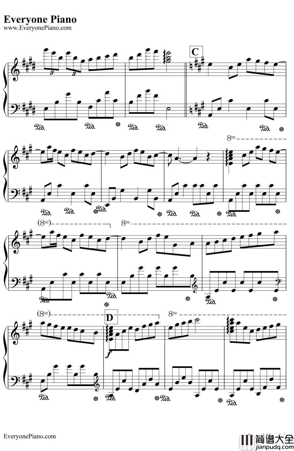 瓦妮莎的微笑钢琴谱_理查德.克莱德曼RichardClayderman