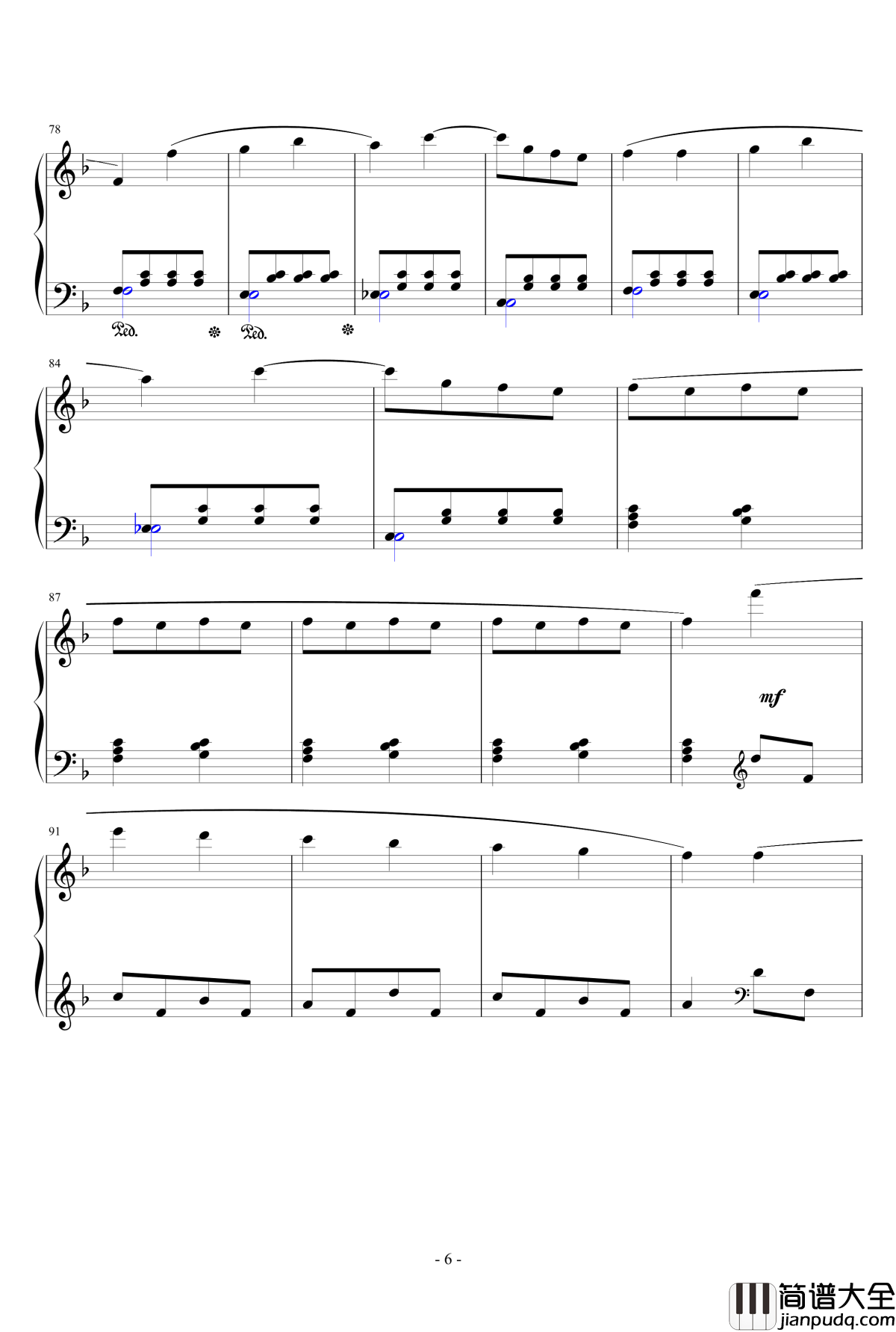 康康舞曲钢琴谱_简单版_巴赫