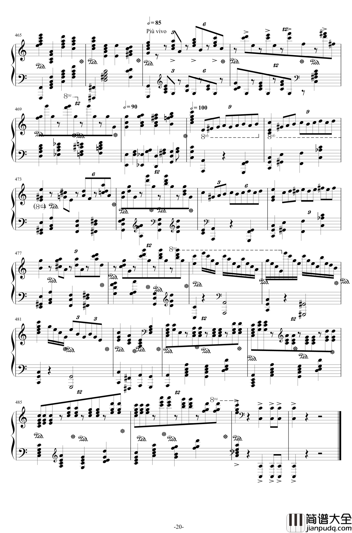 第二钢琴协奏曲钢琴谱__第三乐章独奏版_拉赫马尼若夫_c小调