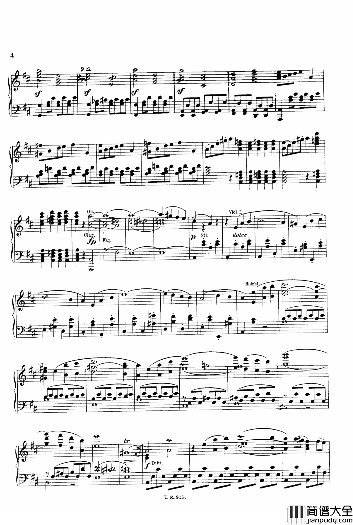 D大调第一交响曲_D.82钢琴谱_舒伯特