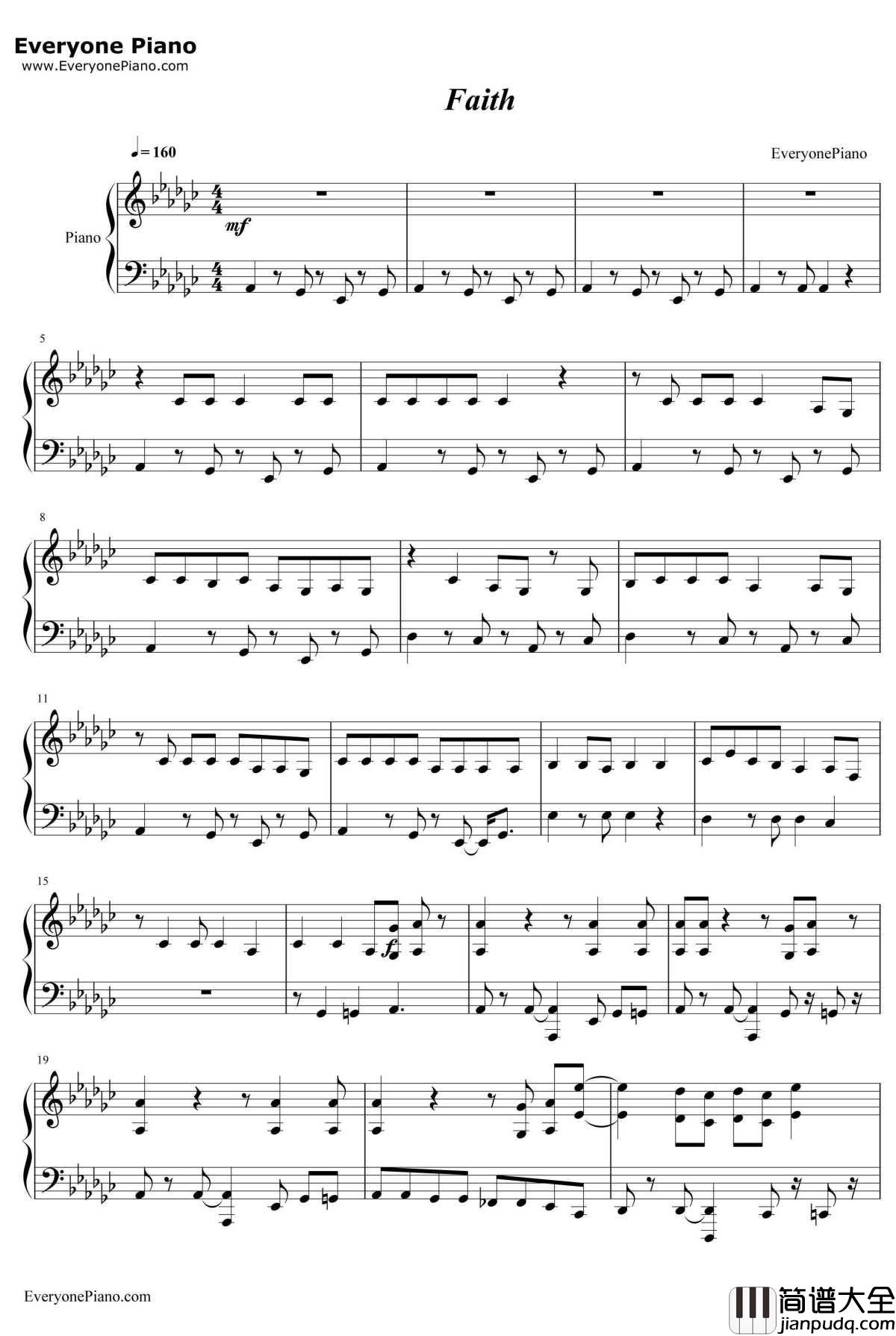Faith钢琴谱_StevieWonderft.ArianaGrande