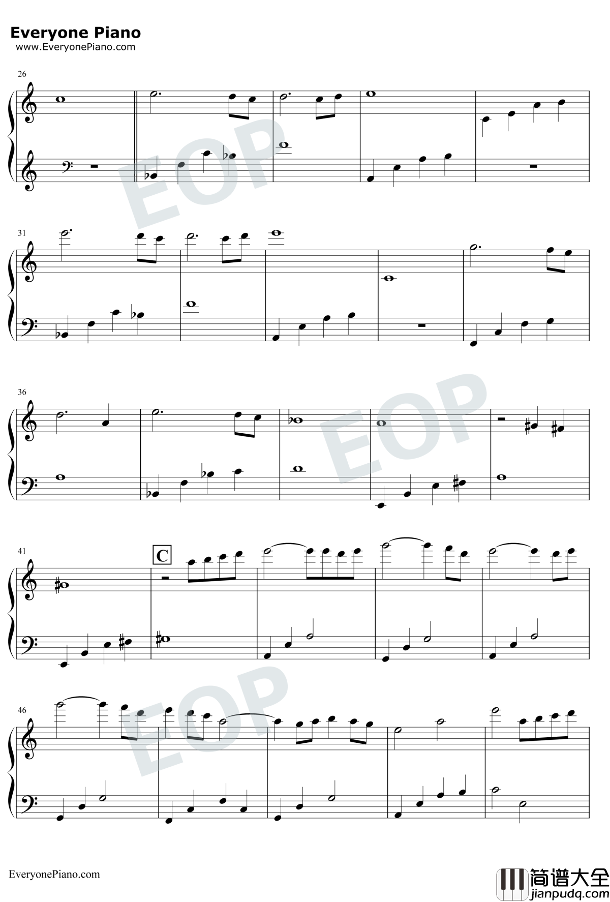 慕情钢琴谱_和田熏_犬夜叉主题曲舒缓版