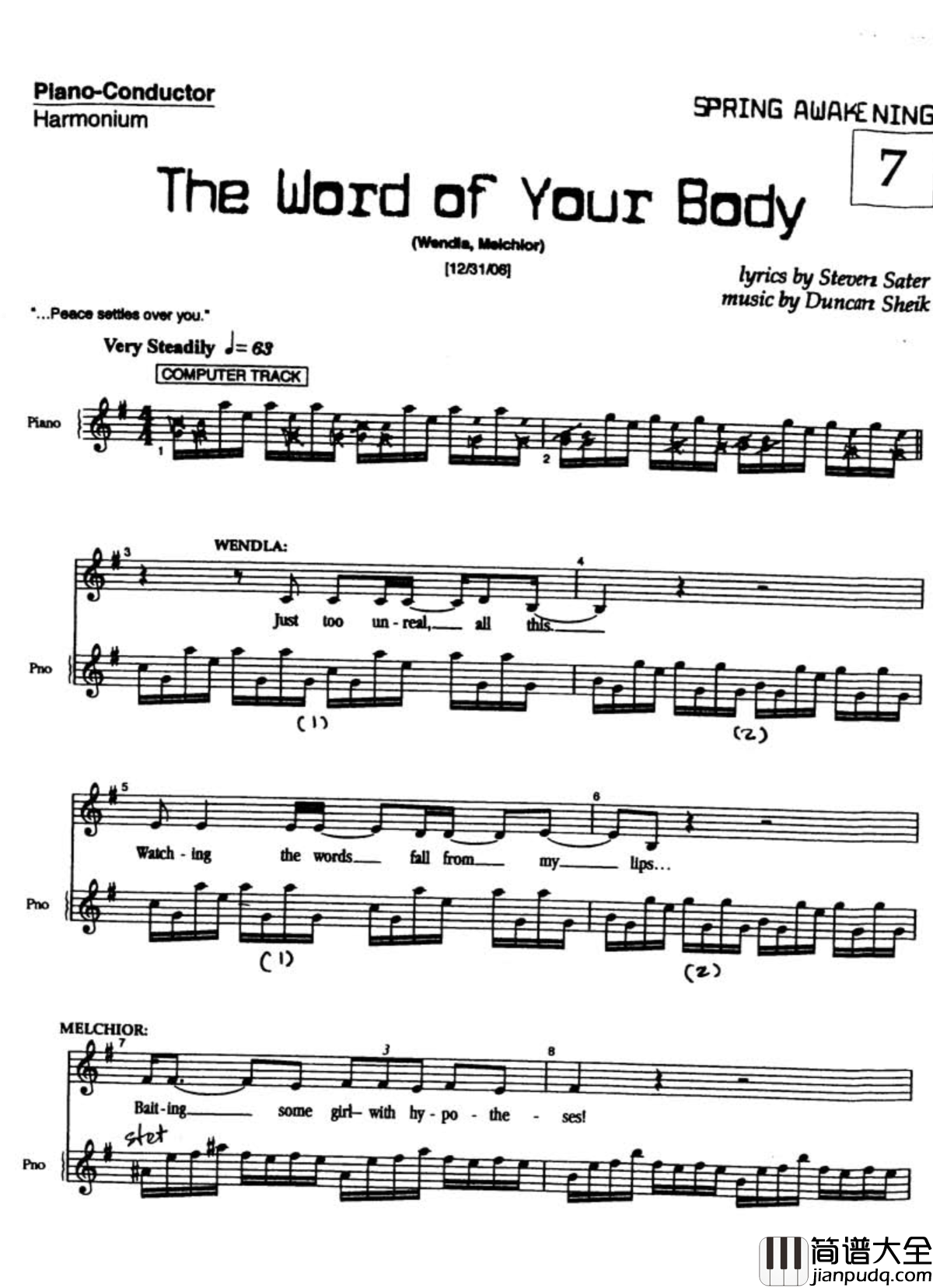 The_word_of_your_body钢琴谱_Duncan_Sheik