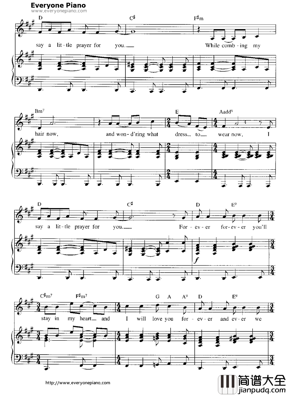 I_Say_a_Little_Prayer钢琴谱_ArethaFranklin