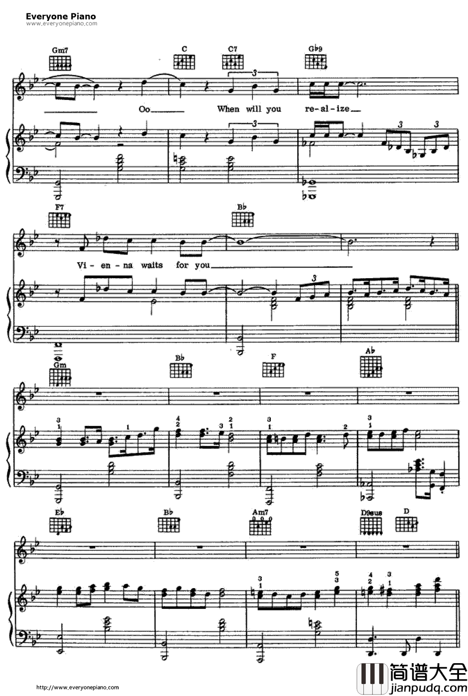 Vienna钢琴谱_BillyJoel 比利·乔尔