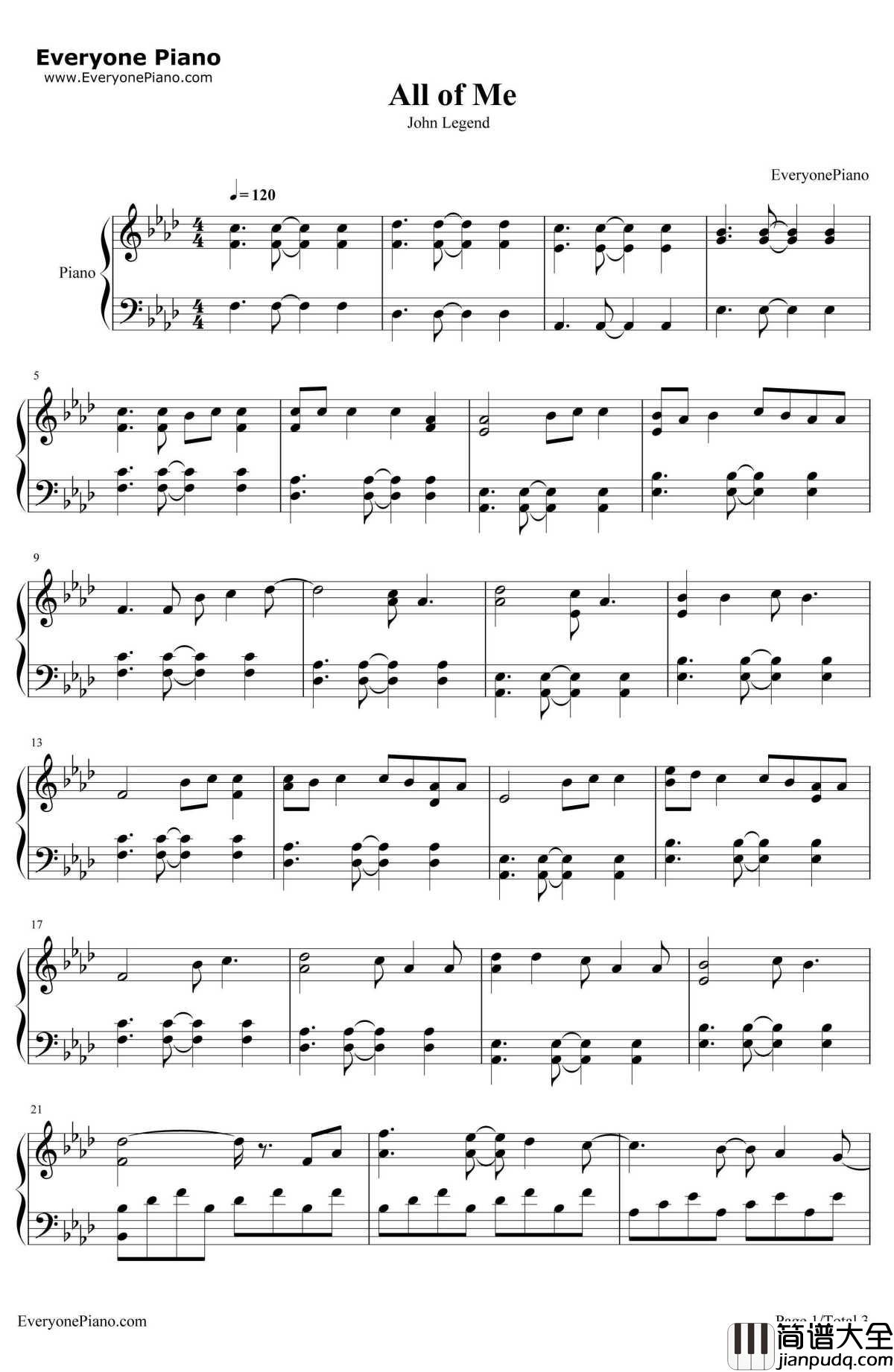 All_of_Me钢琴谱_JohnLegend