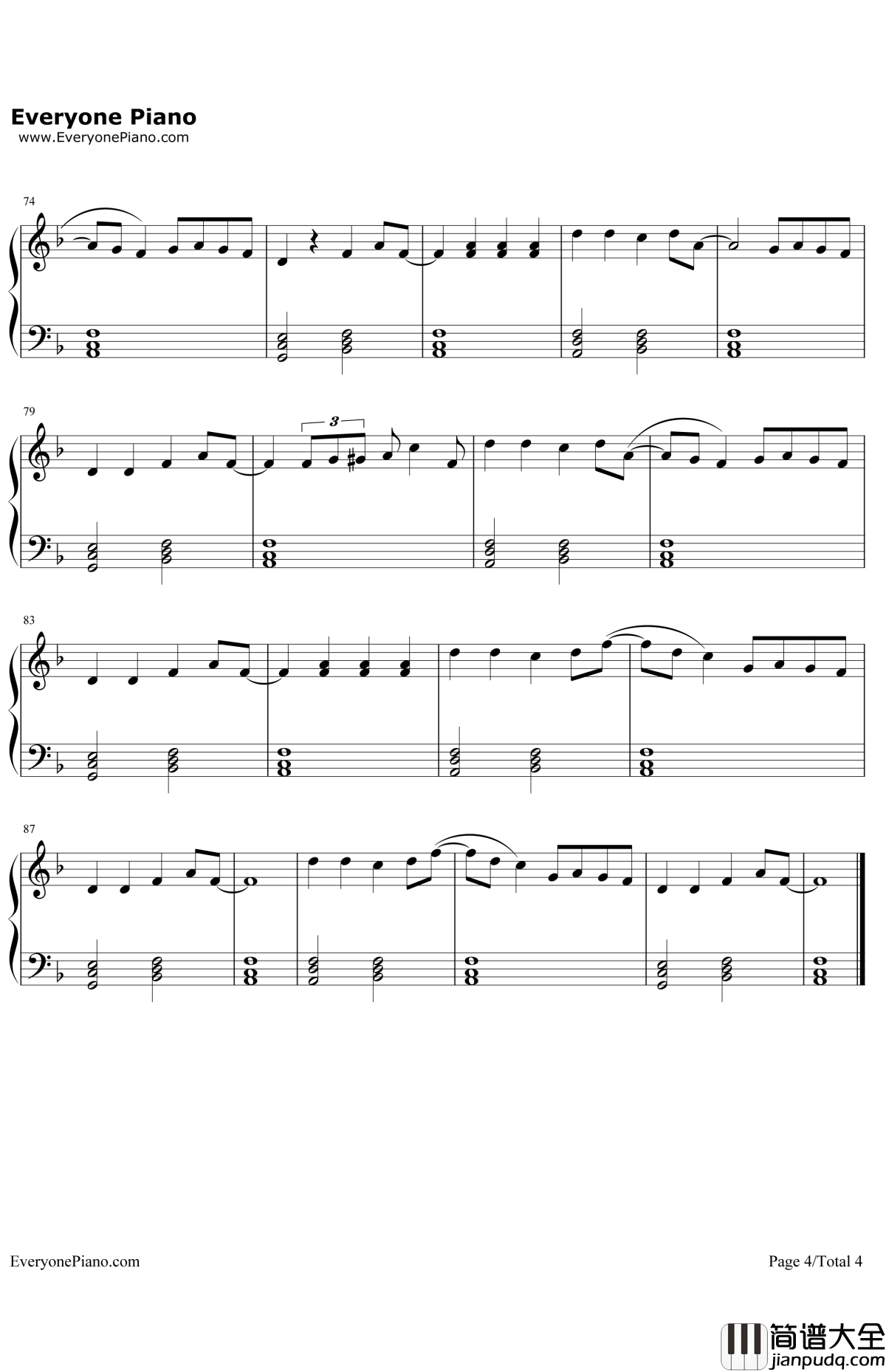 Ophelia钢琴谱_TheLumineers