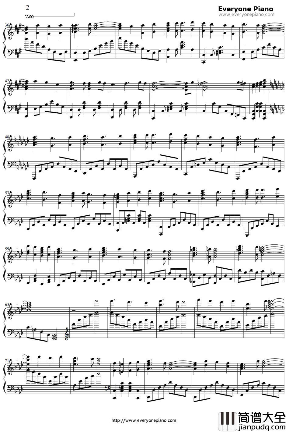 Believe钢琴谱_Kalafina_Fate/staynight第二作ED
