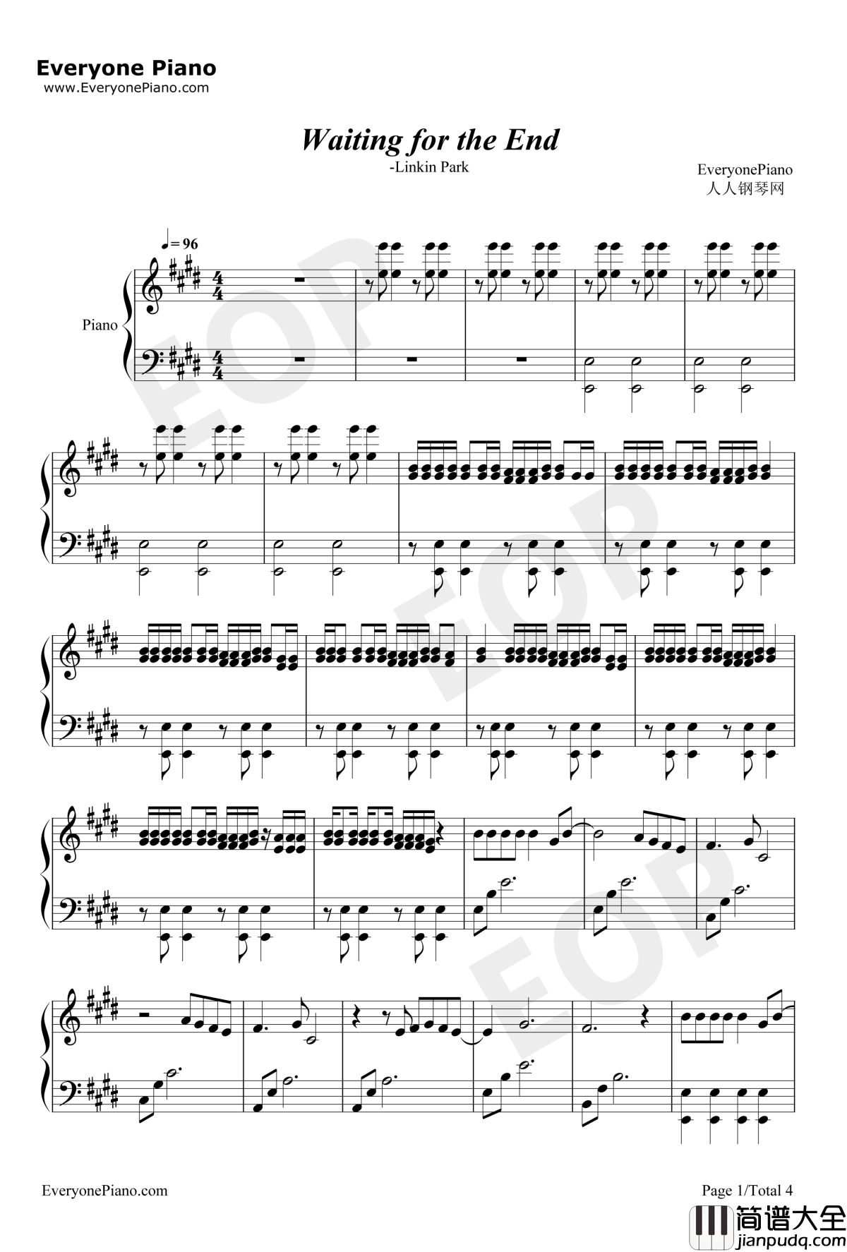WaitingfortheEnd钢琴谱_LinkinPark
