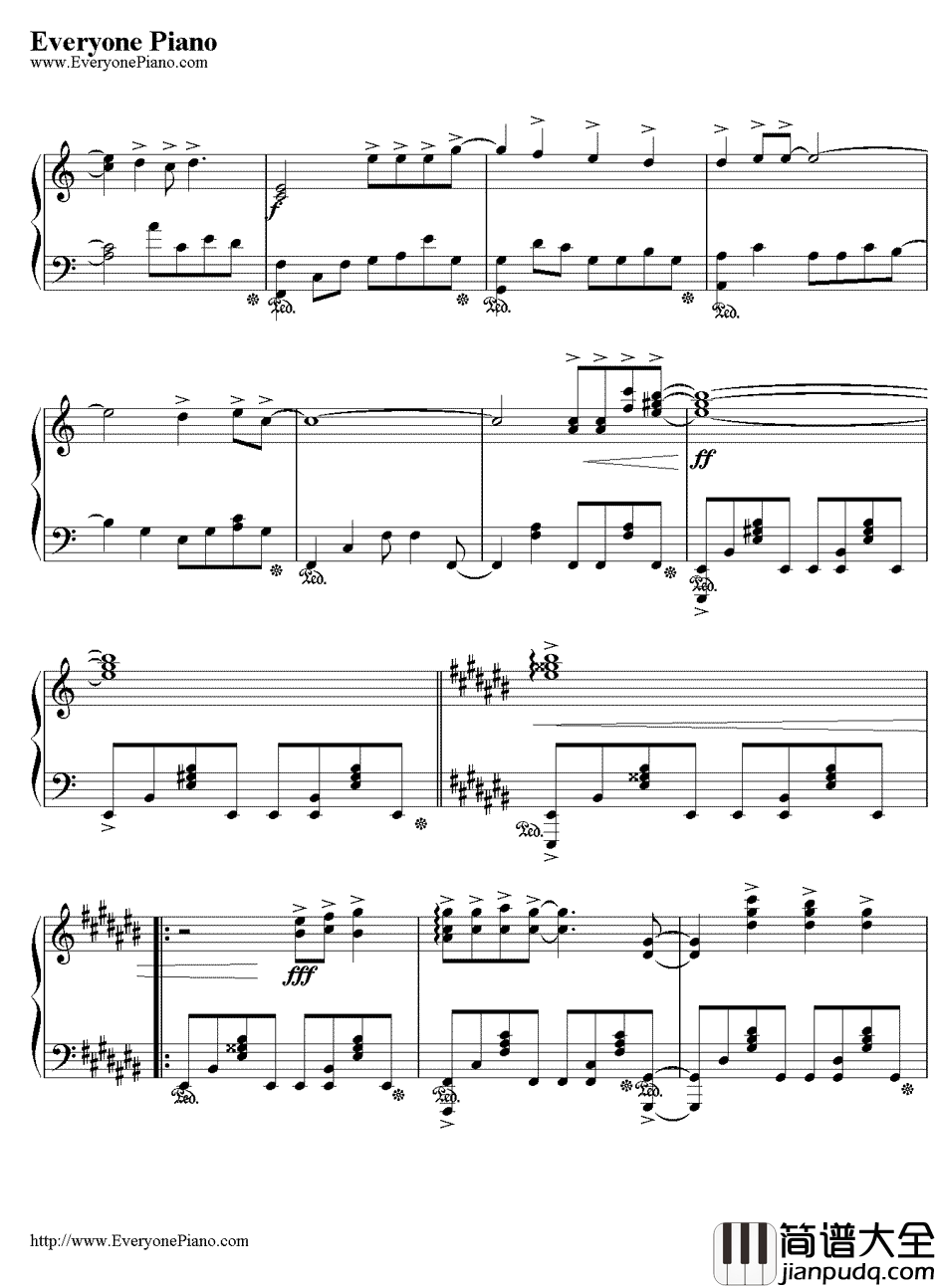 绯色之空钢琴谱_川田麻美_灼眼的夏娜主题曲