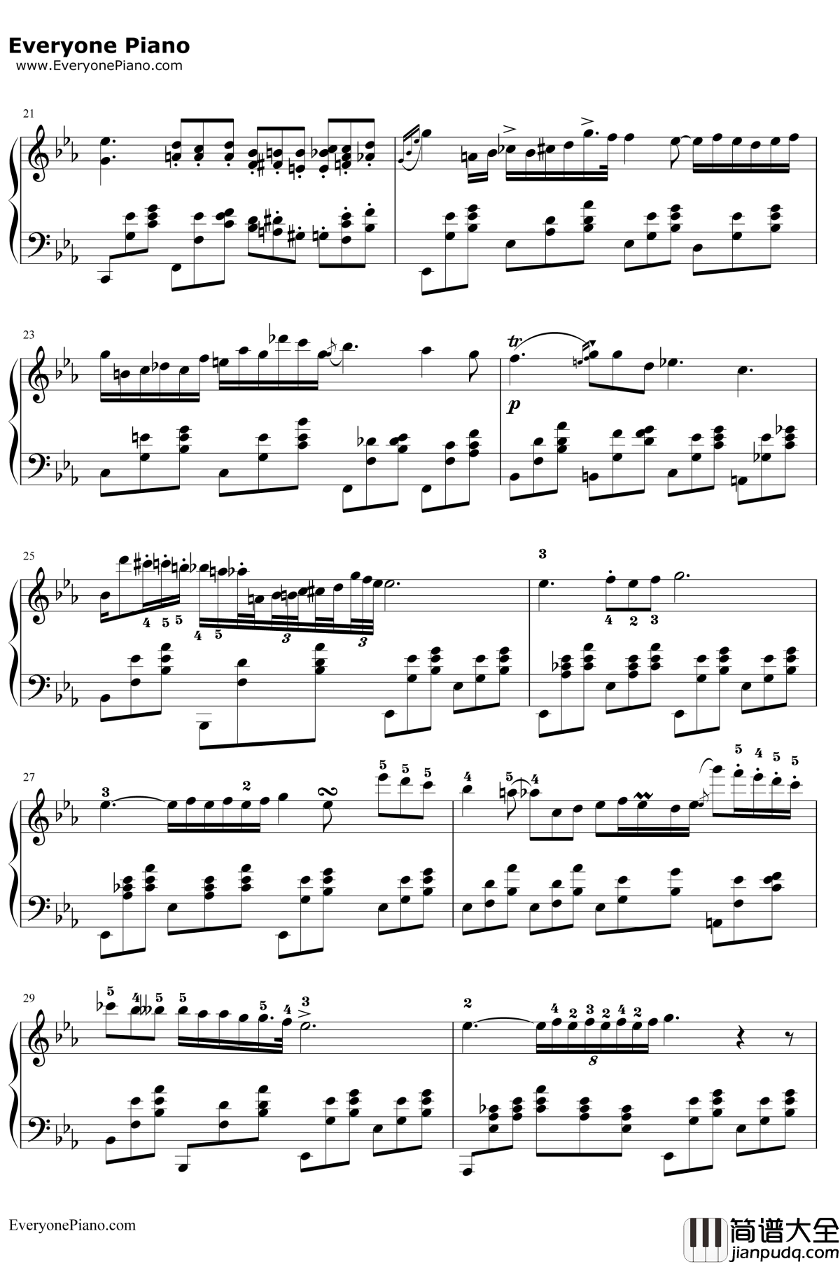 降E大调夜曲钢琴谱__肖邦