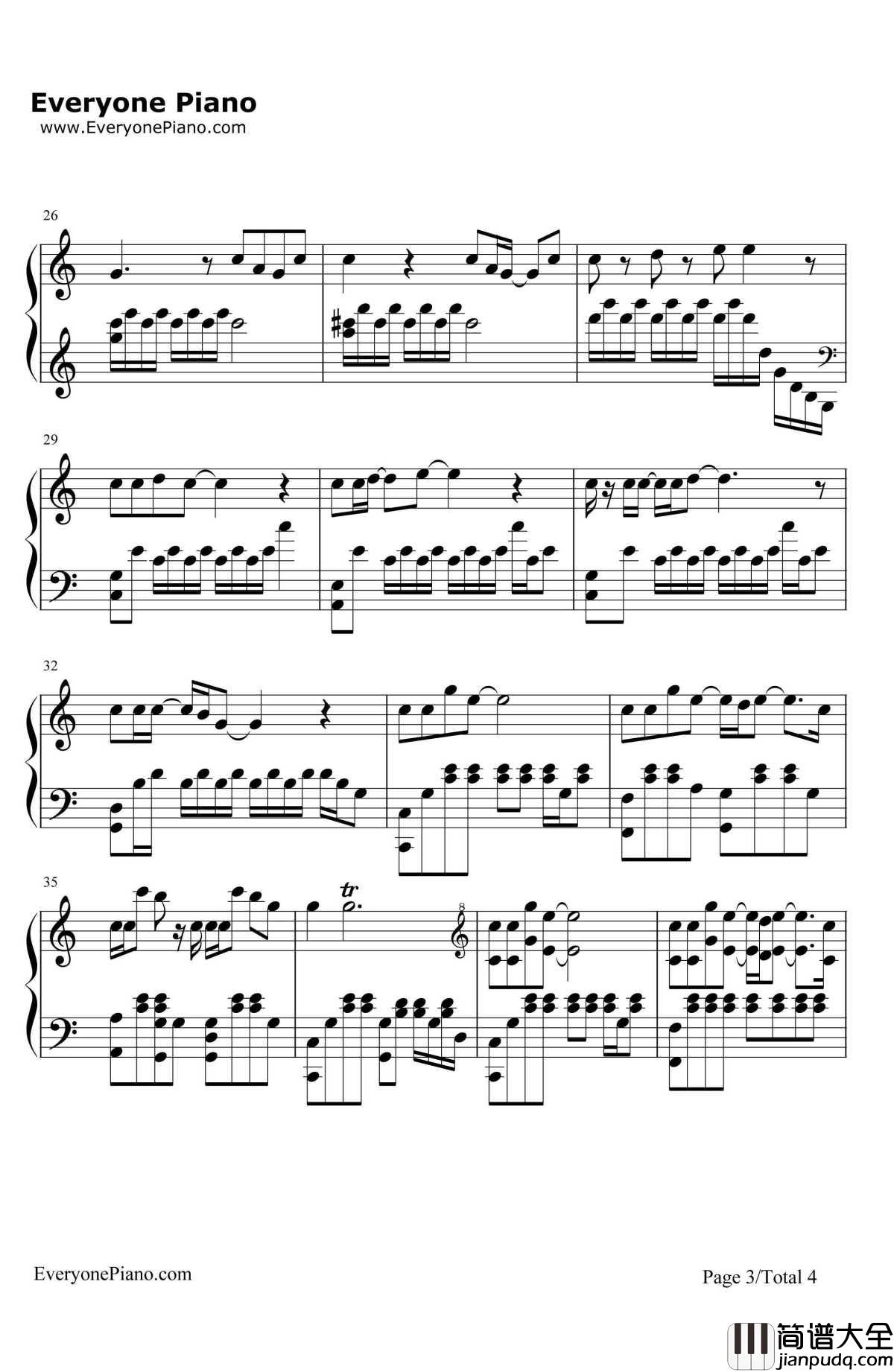 在也不见钢琴谱_孙燕姿_电影_再见,在也不见_主题曲