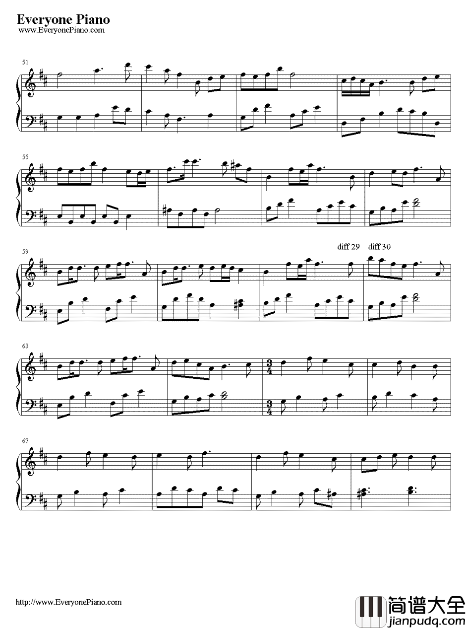 红一叶钢琴谱_巡音ルカ