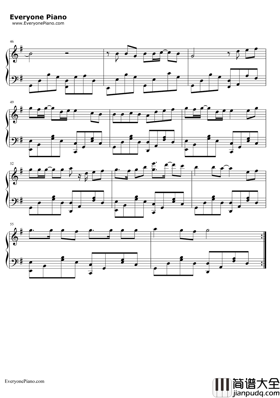 平凡之路钢琴谱_朴树_后会无期主题曲