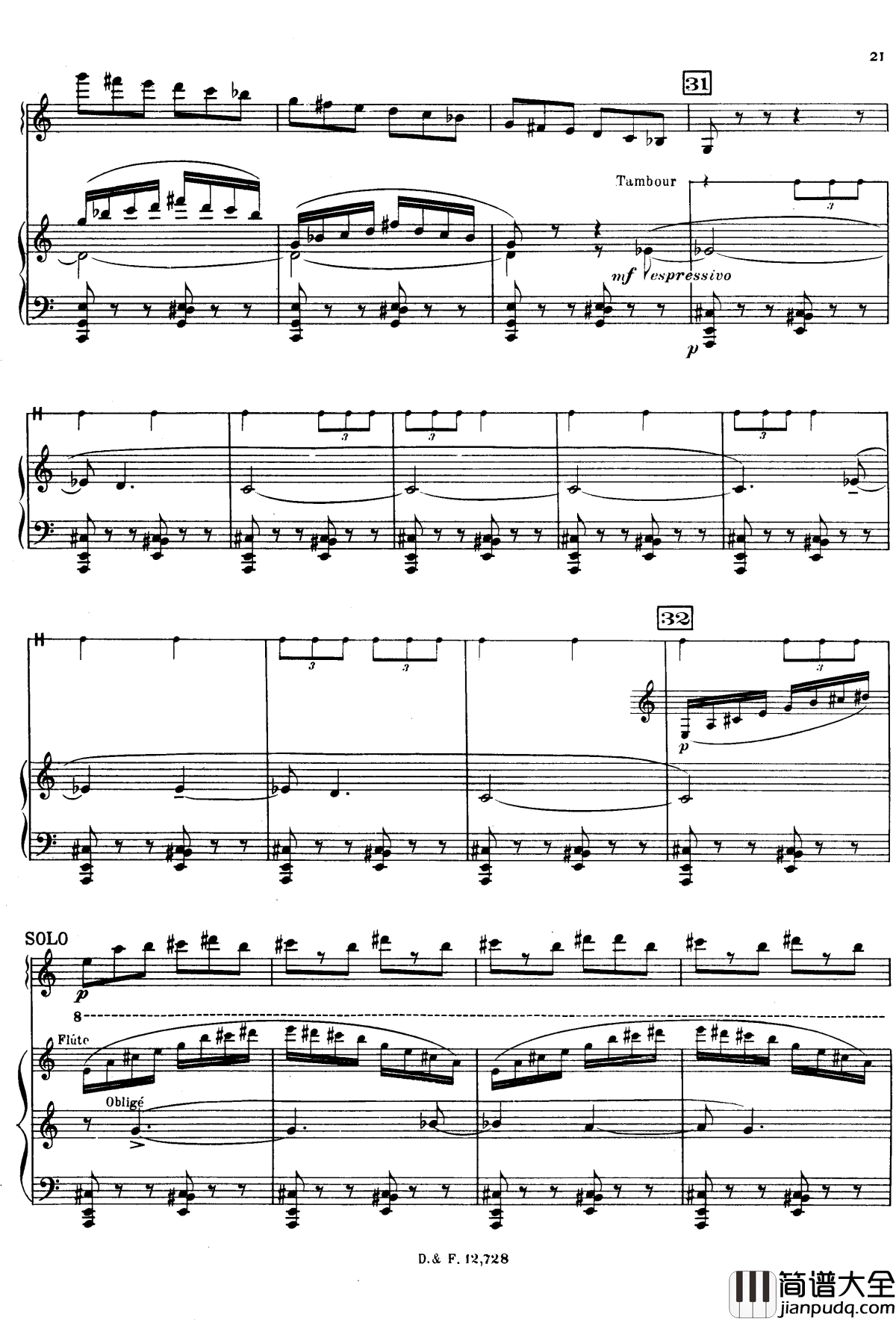 左手钢琴协奏曲钢琴谱_拉威尔_Ravel