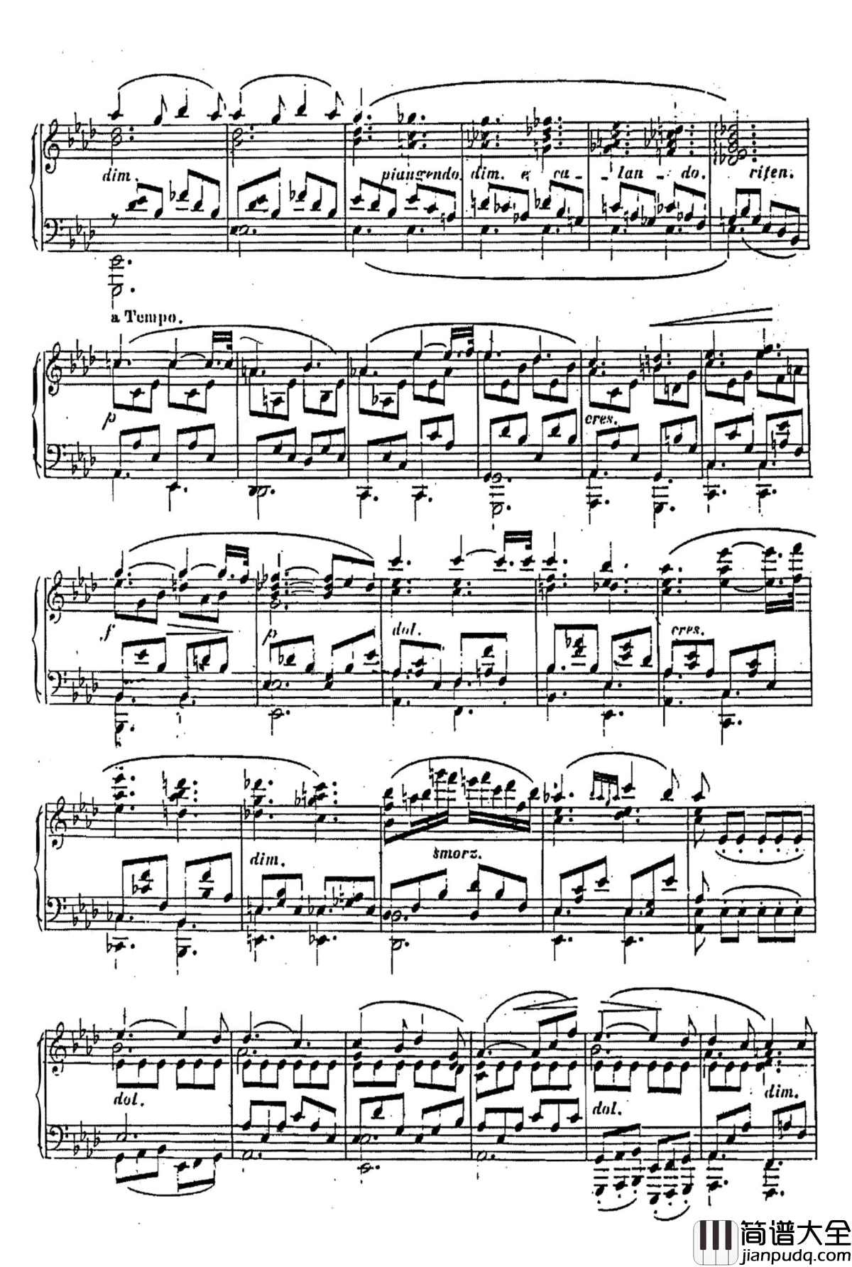 降A大调无词歌Op.795_No.1钢琴谱_车尔尼_Czerny
