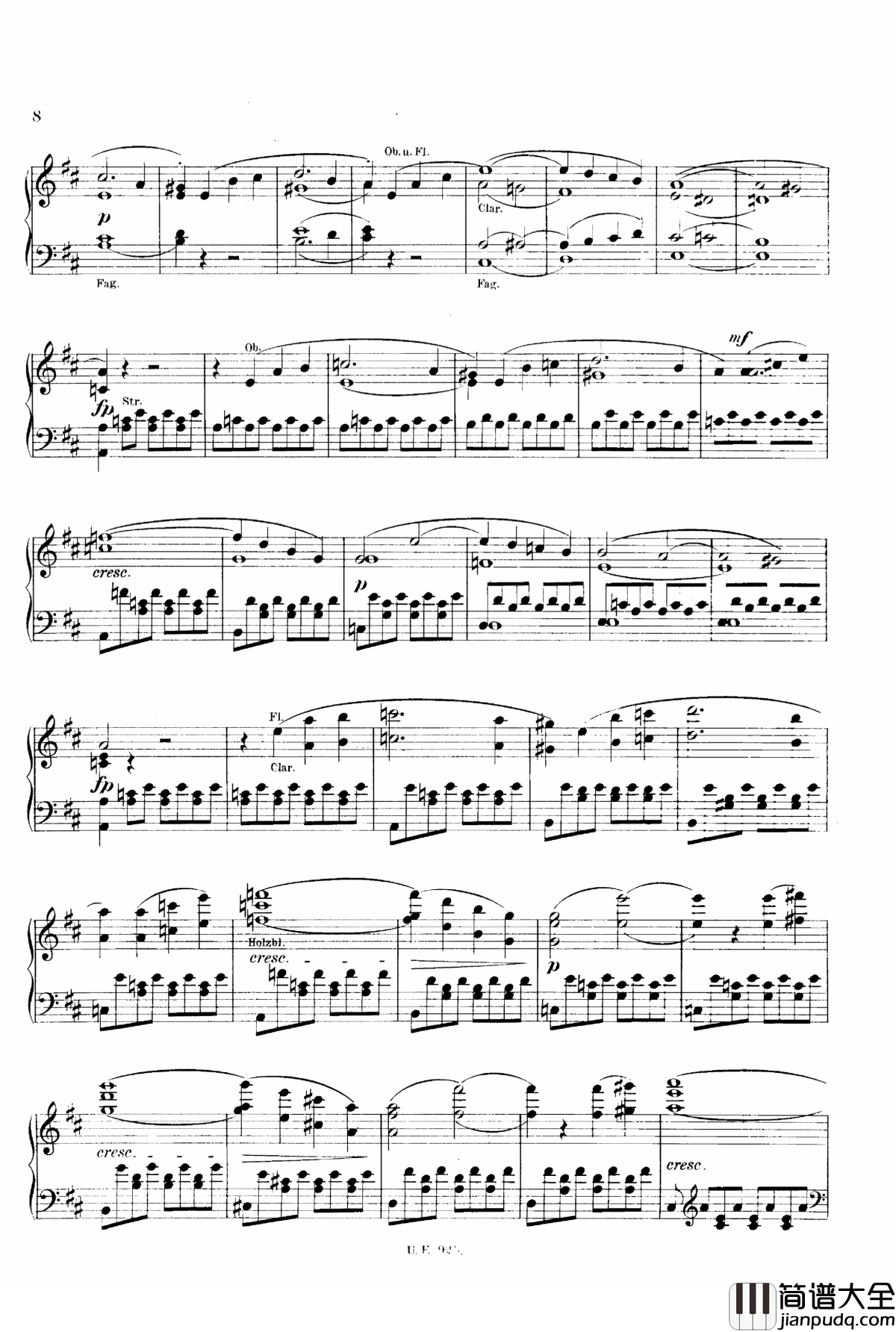 D大调第一交响曲_D.82钢琴谱_舒伯特