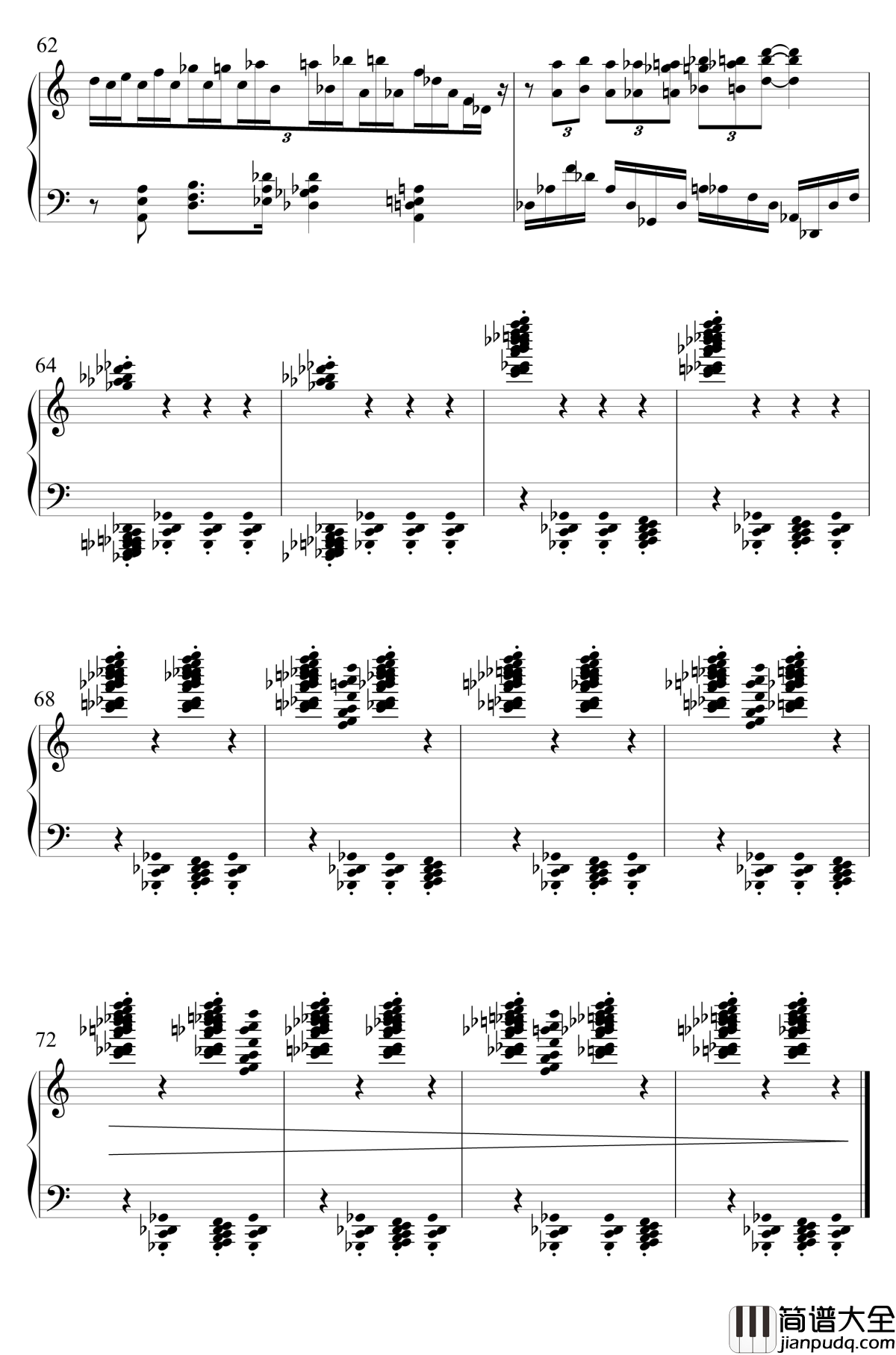 革命钢琴谱_自动钢琴版_肖邦_chopin