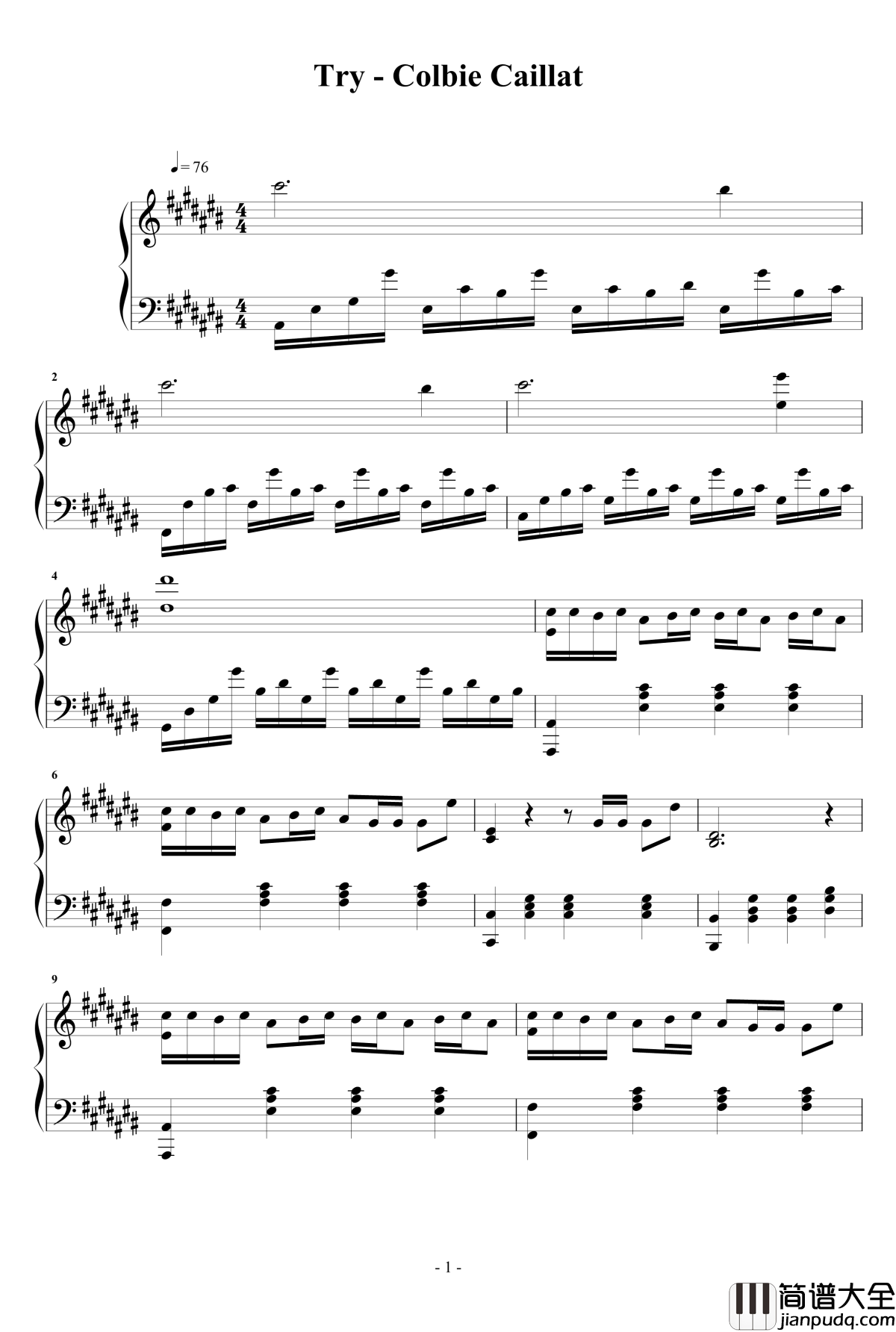 Try_独奏谱钢琴谱_冯曦妤