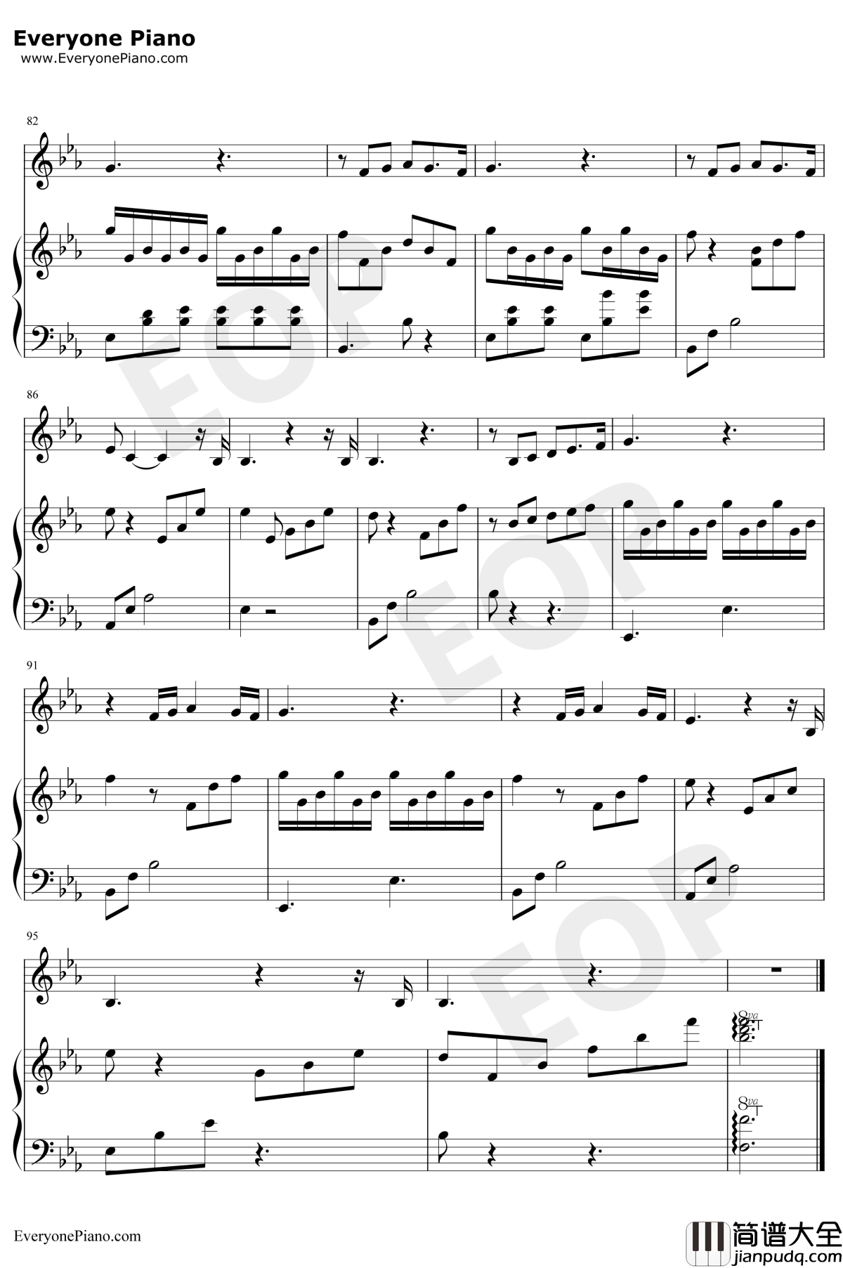 Je_vole钢琴谱_Louane_贝利叶一家OST