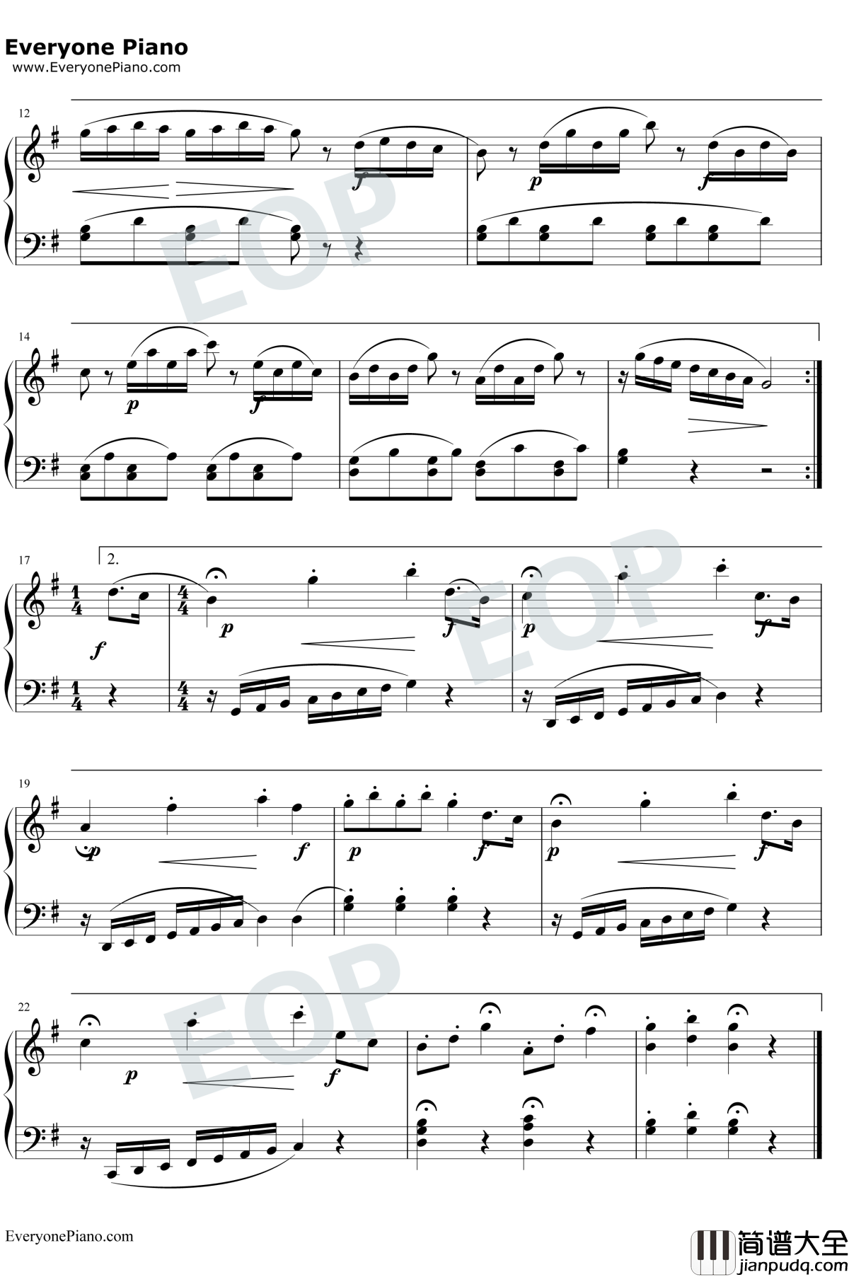 魔笛钢琴谱_莫扎特Mozart