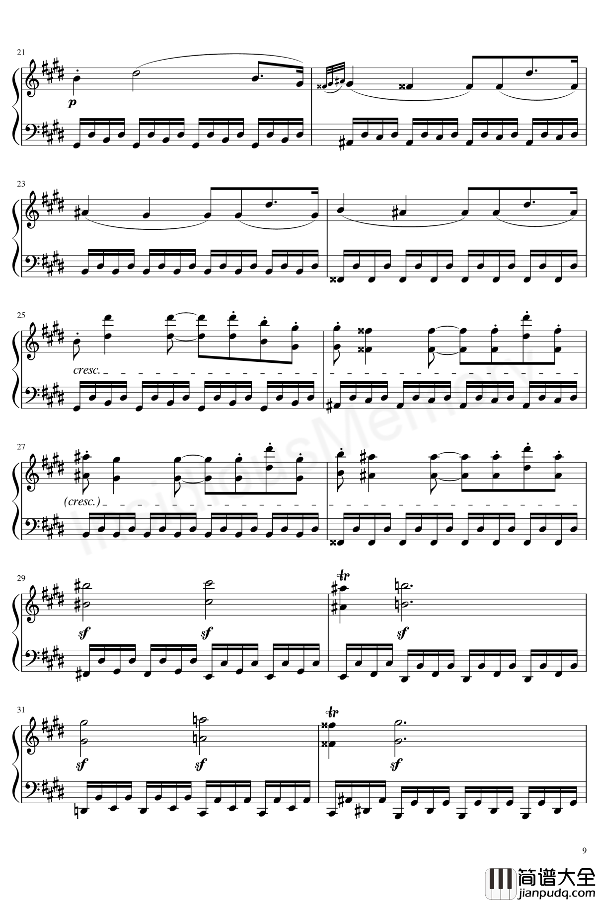 月光奏鸣曲钢琴谱_贝多芬_beethoven