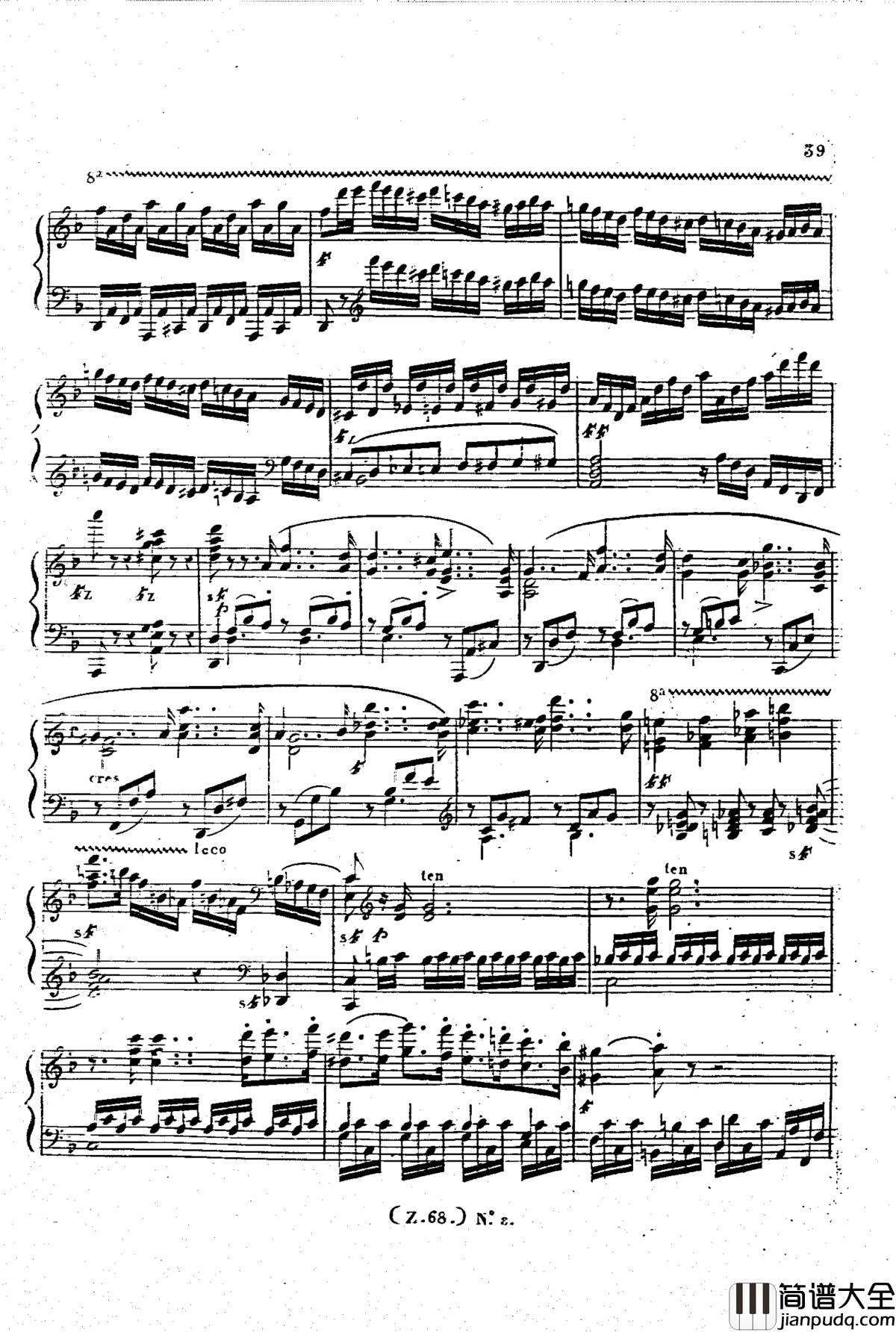 _d小调第六钢琴奏鸣曲_Op.124钢琴谱_车尔尼_Czerny