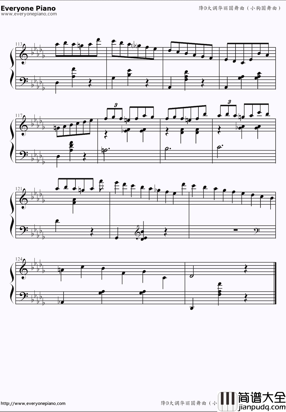 小狗圆舞曲钢琴谱_肖邦_降D大调圆舞曲