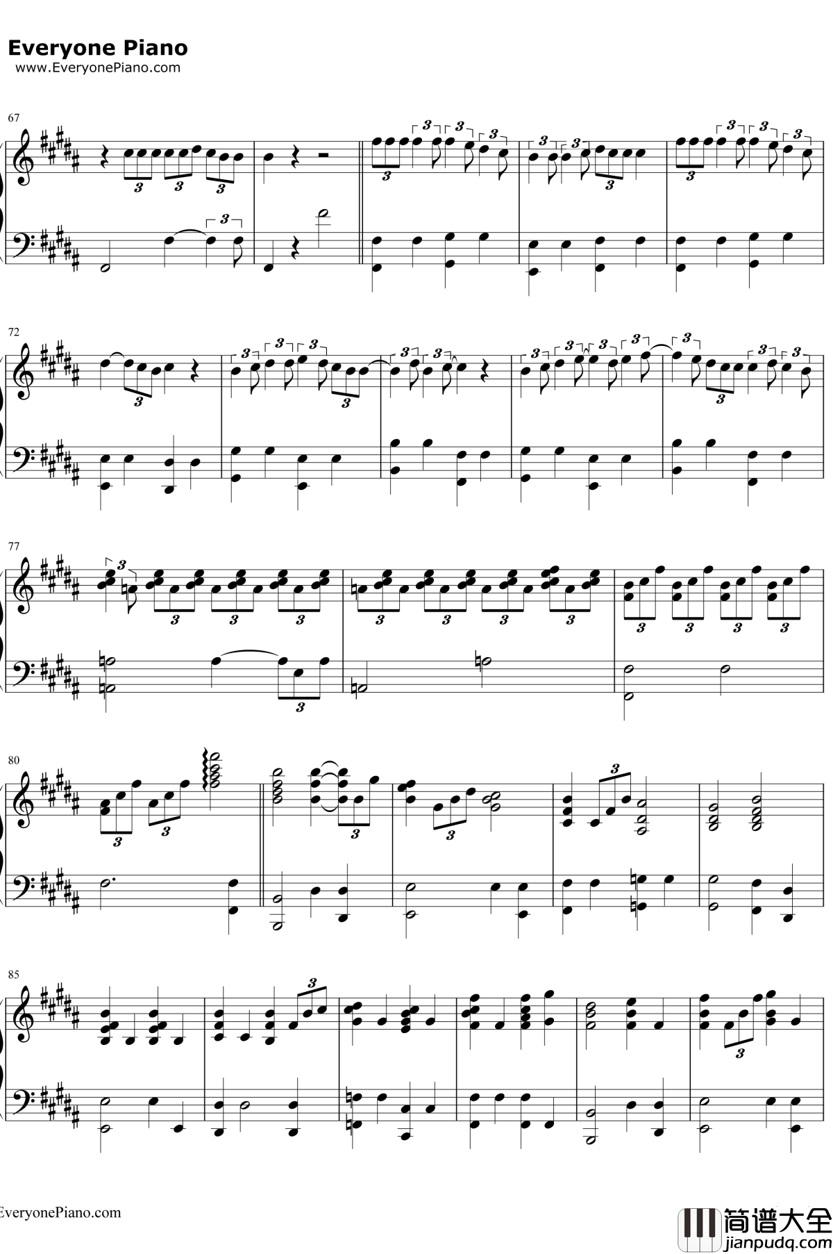 火花钢琴谱_RADWIMPS__你的名字_插曲