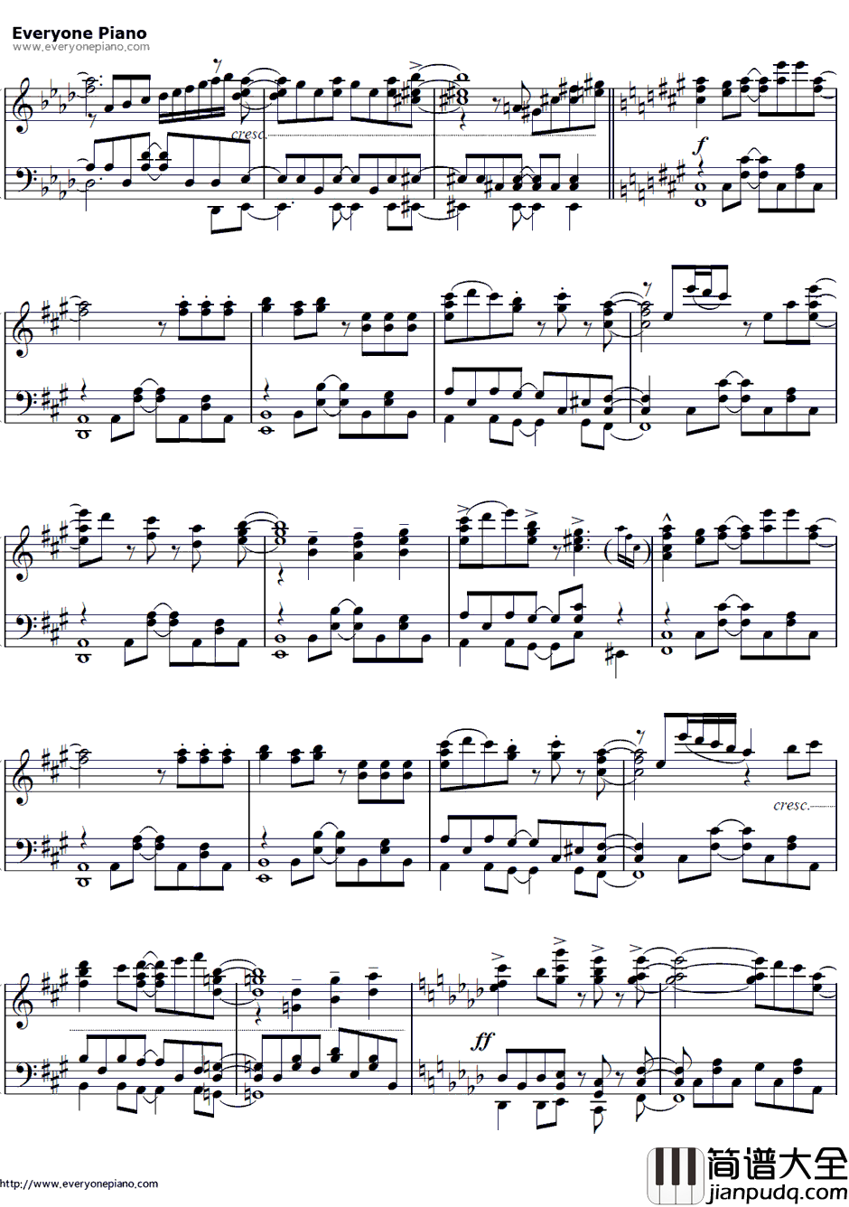 比翼の羽根钢琴谱_eufonius_缘之空主题曲
